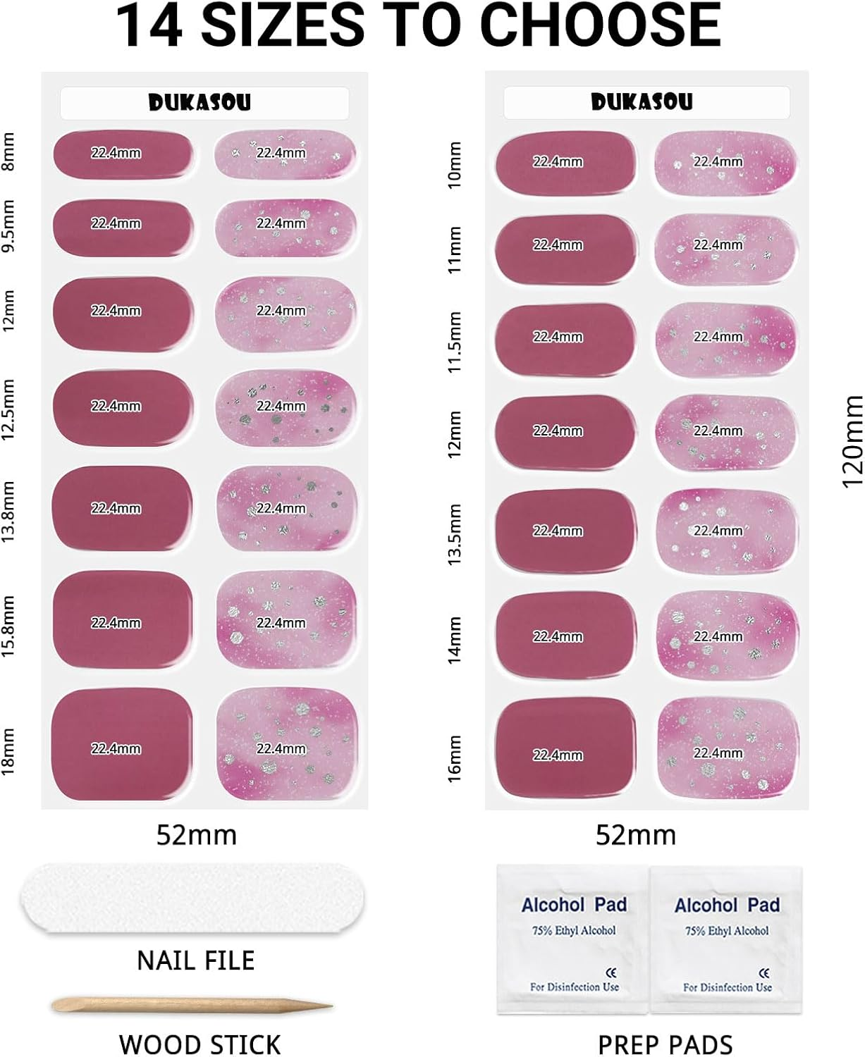 Semi Cured Gel Nails Strips 28 Stickers Nail Wraps Soft Self-Adhesive Gel Nail Stickers Salon-Quality Gel Nail Strips for Nails Manicure Nail Wraps Works with Any Nail Lamps - Glossy Grape Purple image number 2