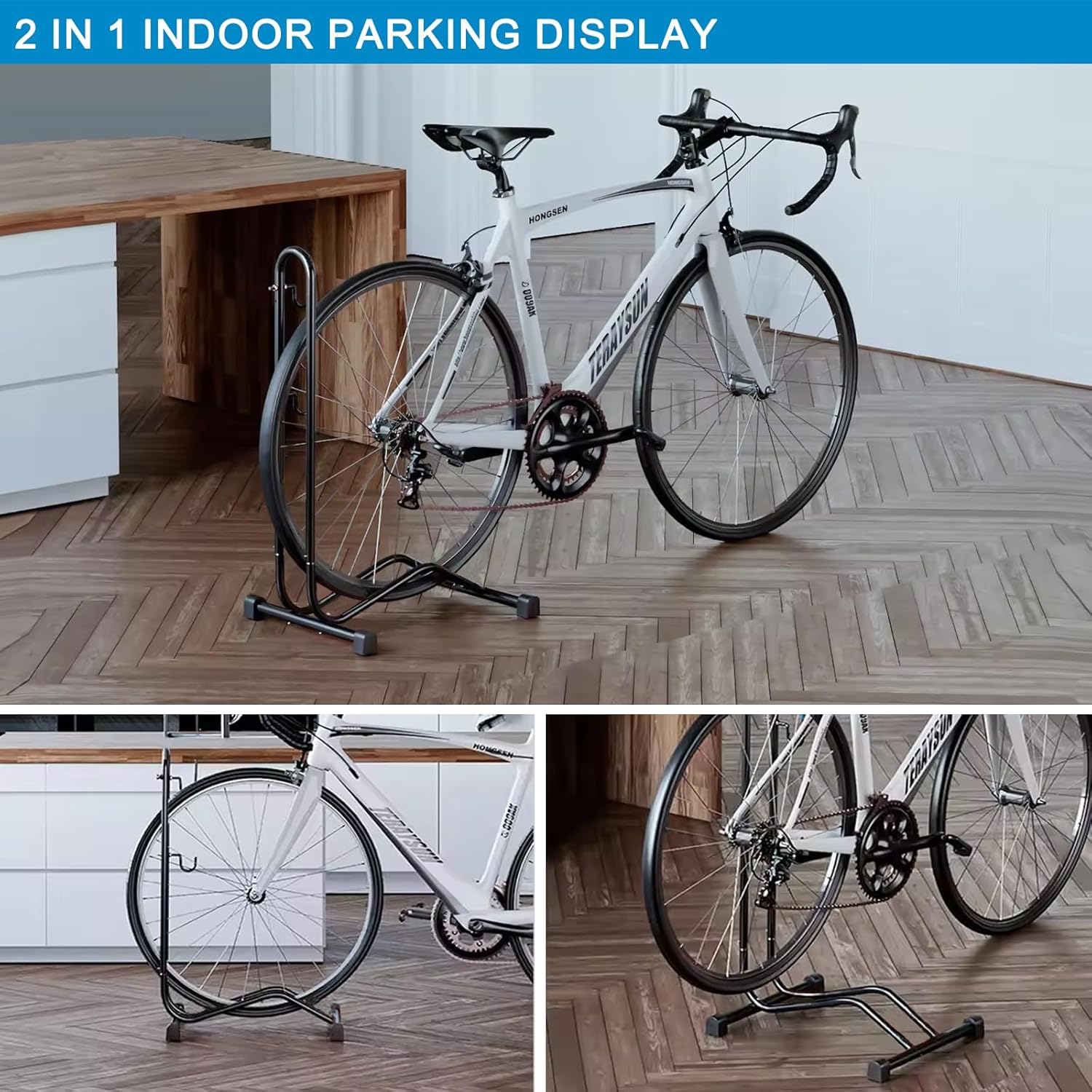 Bike Stand Freestanding Bicycle Stand Portable Space Saving Bike Storage for Mountain|Road|Kids Bike. Bicycle Parking Storage for Indoor|Outdoor. Bike Rack for Maintenance. image number 3