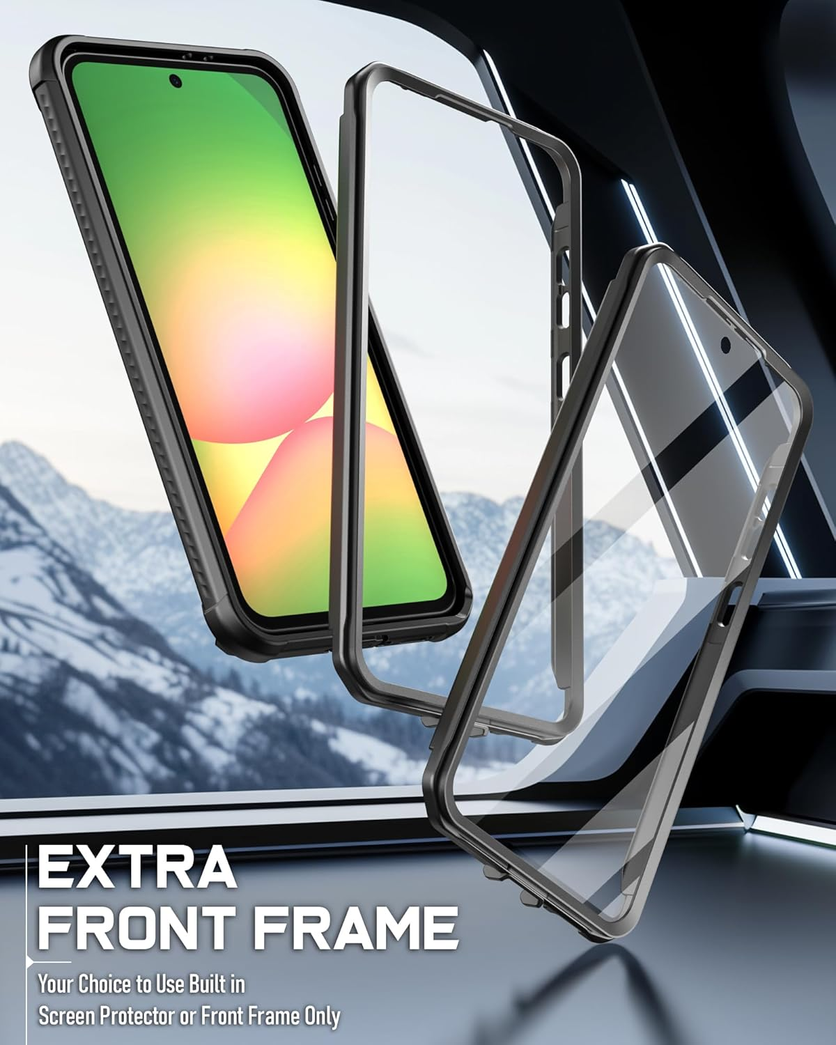 Poetic Guardian Case for Samsung Galaxy A56 5G, [2 Front Frame] [20 FT Mil-Grade Drop Tested] Full-Body Hybrid Shockproof Cover with Built-In Screen Protector, Black/Clear image number 6