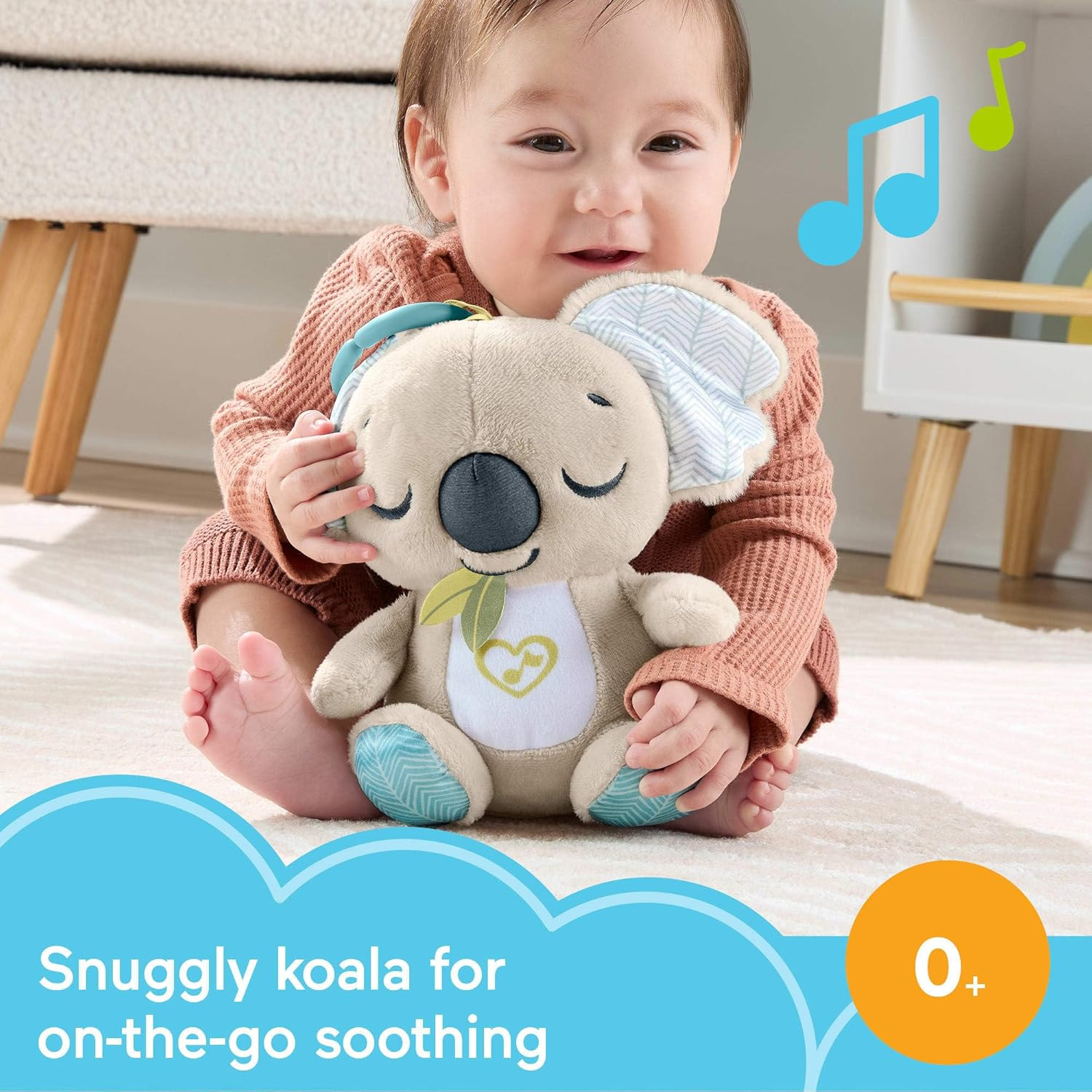 Fisher-Price Baby Toy On-The-Go Koala Soother, Plush Portable Sound Machine with White Noise & Music for Newborns Ages 0+ Months image number 1