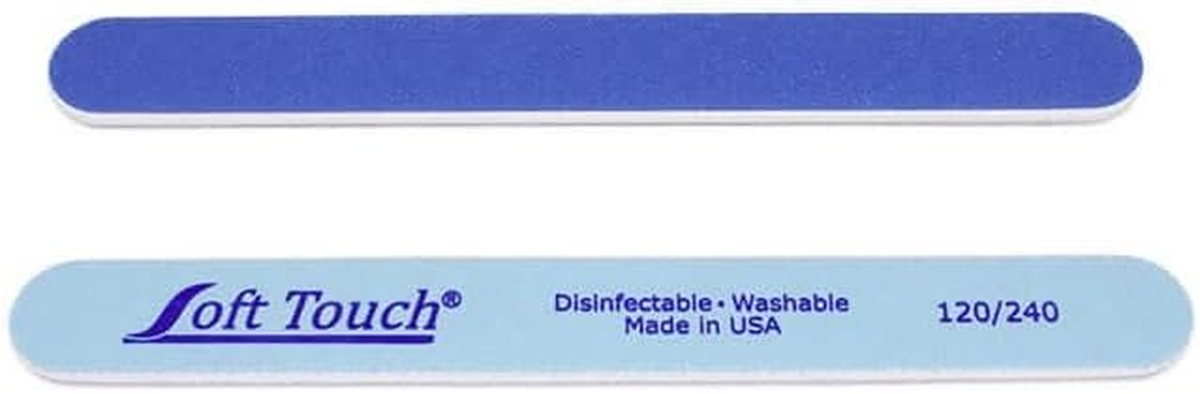 Soft Touch Nail File, Double Sided - 120/240 Grit, Light/Dark Blue, for Natural or Acrylic Nails, 7 Inch - 5 Piece image number 2