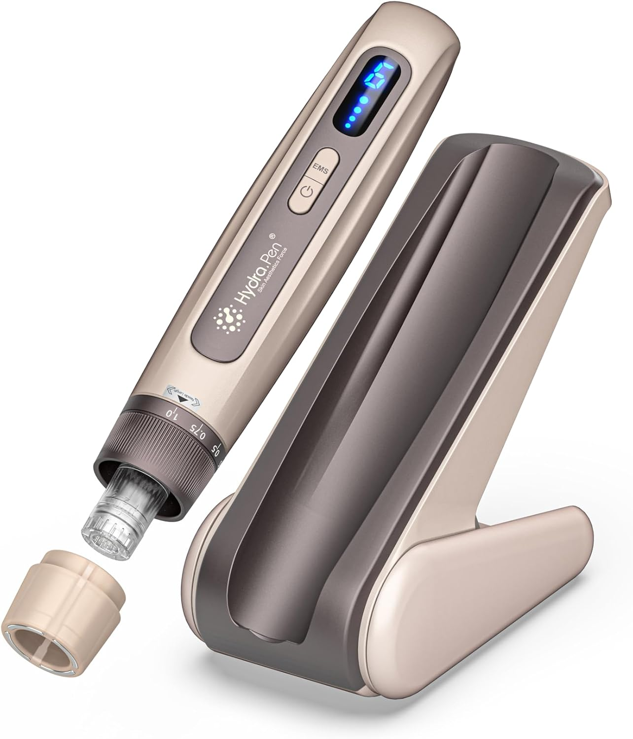 Hydra Pen H5 Professional Skin Renewal Device with EMS Microcurrent & Auto Serum Infusion, Wireless LED Beauty Tool for Facial Revitalization, Appearance Refinement and Hair Care Support - Golden