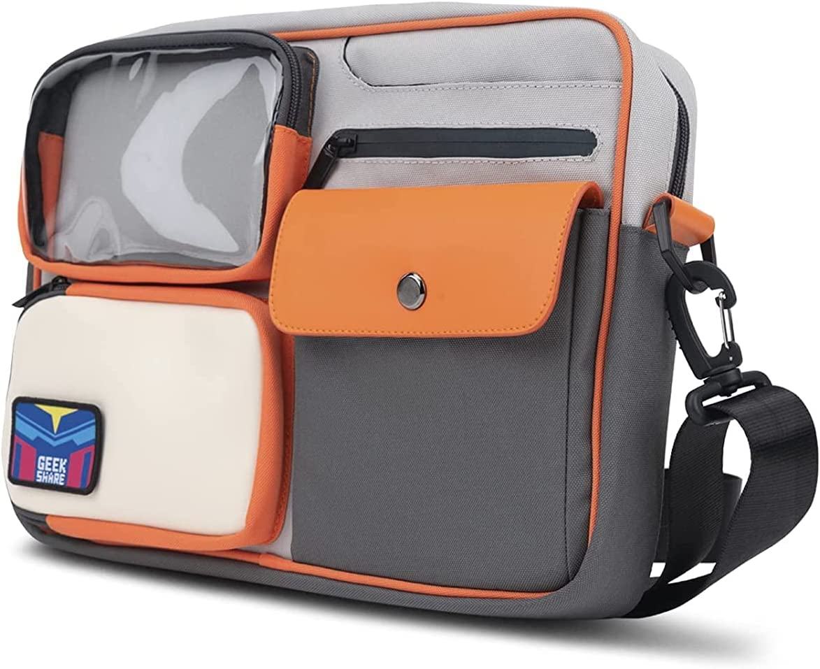 Geekshare Large Capacity Multifunctional Switch/Oled Travel Carrying Case-Color Contrast Vintage Messenger Bag Compatible with Switch-Portable Storage Bag for Switch Game Accessories (Grey) image number 2