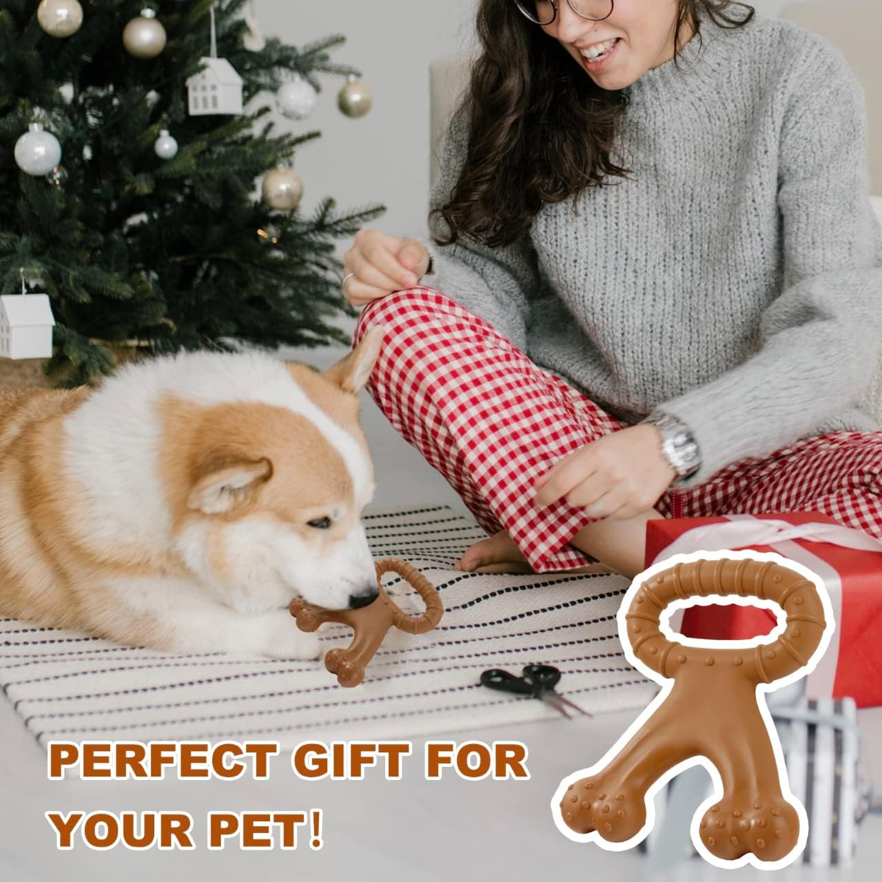 VCCLFSIA Durable Dog Chew Toy for Aggressive Chewers, Real Beef Flavor, Dog Chew Bones for Large, Gigant and Medium Dogs, Pitbull image number 4