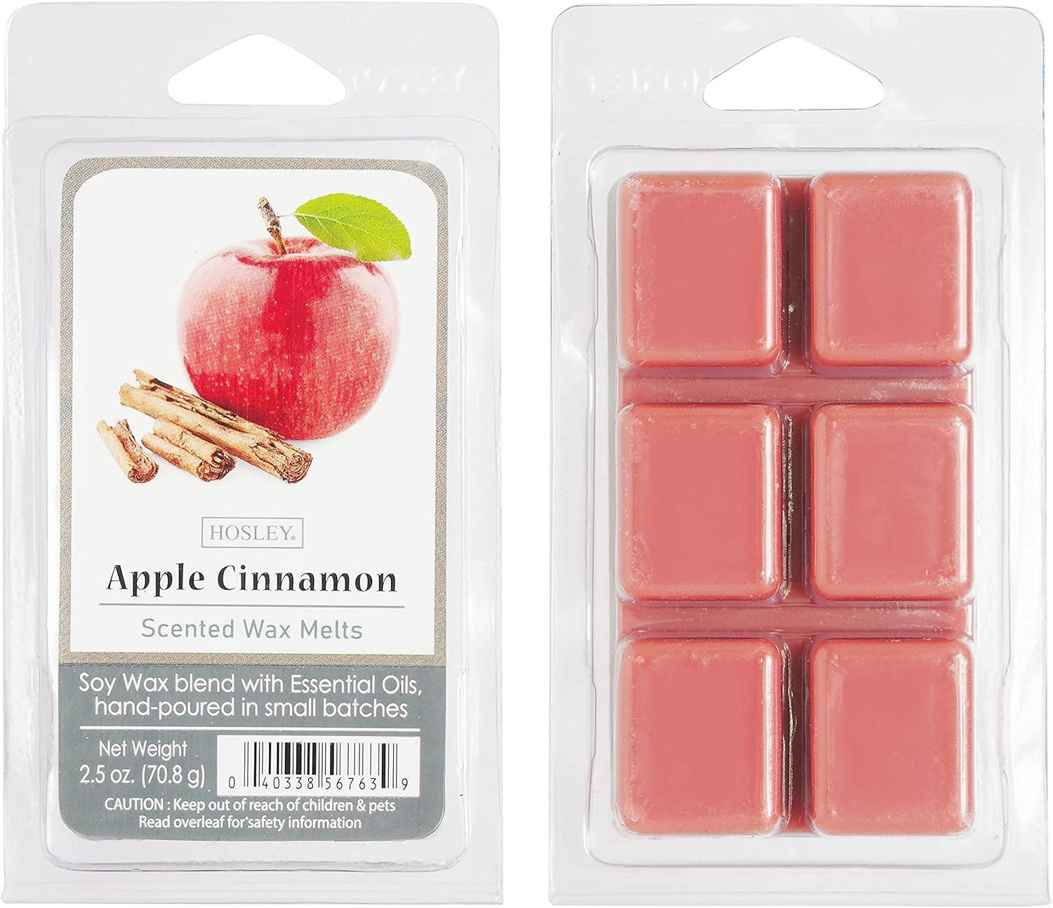 Hosley&reg; Set of 6 Apple Cinnamon Scented Wax Cubes/Melts - 2.5 Oz Each. Hand Poured Wax Infused with Essential Oils -Ideal for Weddings, Spa, Reiki, Meditation, Bulk Buy