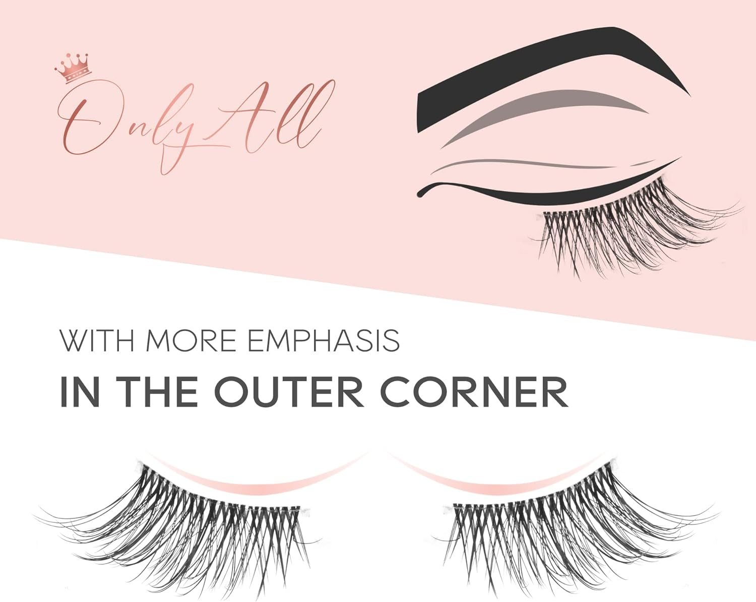 Onlyall Half Lashes False Eyelashes Natural Look Wispy Lash Natural Half Eyelash Clear Band Lashes Pack 3D Faux Mink Lashes 7 Pairs C02 image number 3