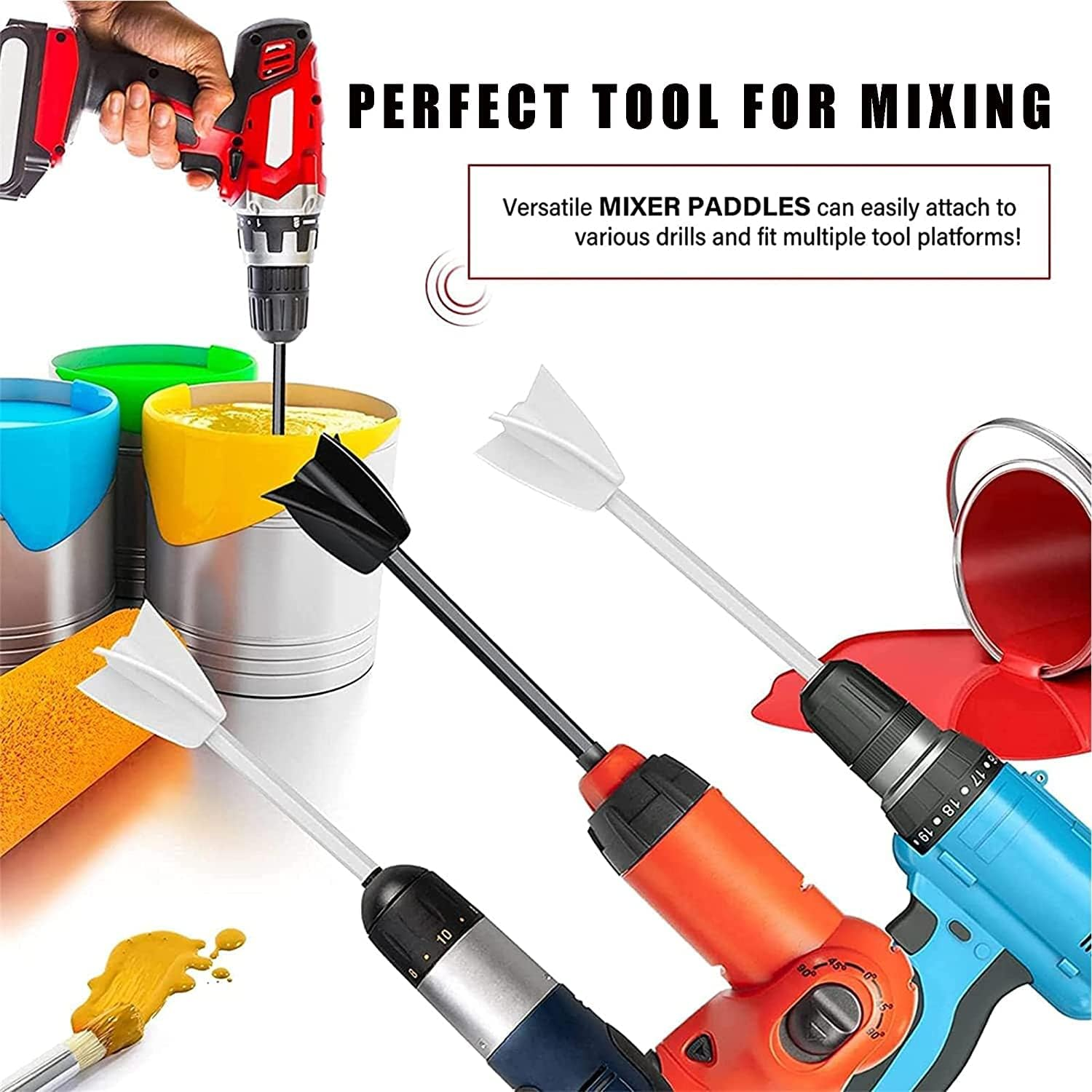 4Pcs Resin Mixer Paddles,Epoxy Mixer Attachment for Drill,1/4" Drill Reusable Plastic Paint Mixer Paddle Mixer Drill Attachment Mixing Tool,Reusable Paint Mixer, Paint Stirrer Drill Attachment image number 5