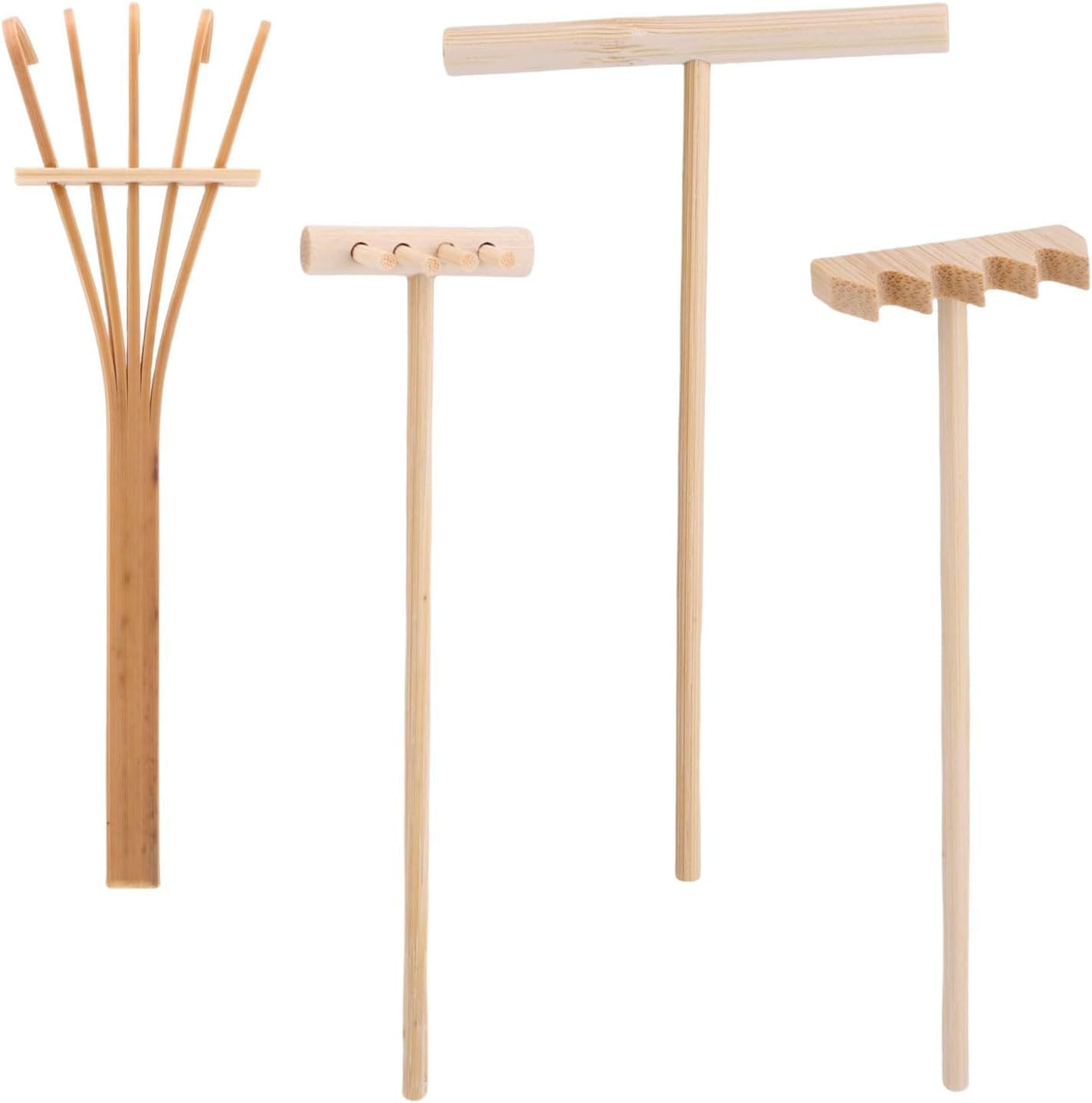 Mini Zen Garden Sand Rakes Set, 4 Pieces Tabletop Rock Garden Tools,Mini Sand Stamp Rakes,Zen Garden Bamboo Sand Rake Set,Tiny Zen Garden Rake Beach Zen Garden Rake Set image number 6