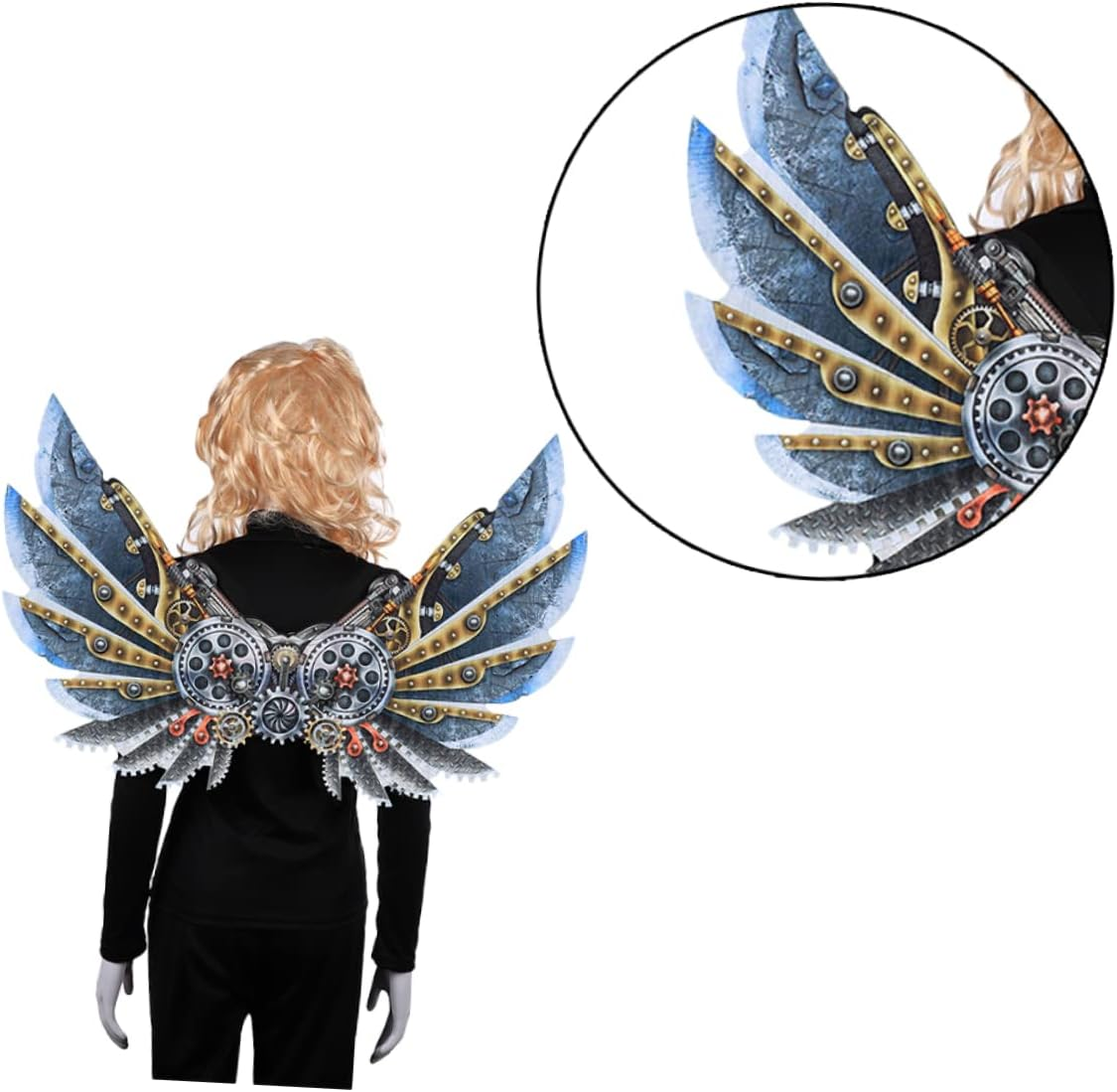SHOWERORO Oversized Mechanical Wings Cosplay Costume Accessory for Adults Punk Style for Parties Events image number 2