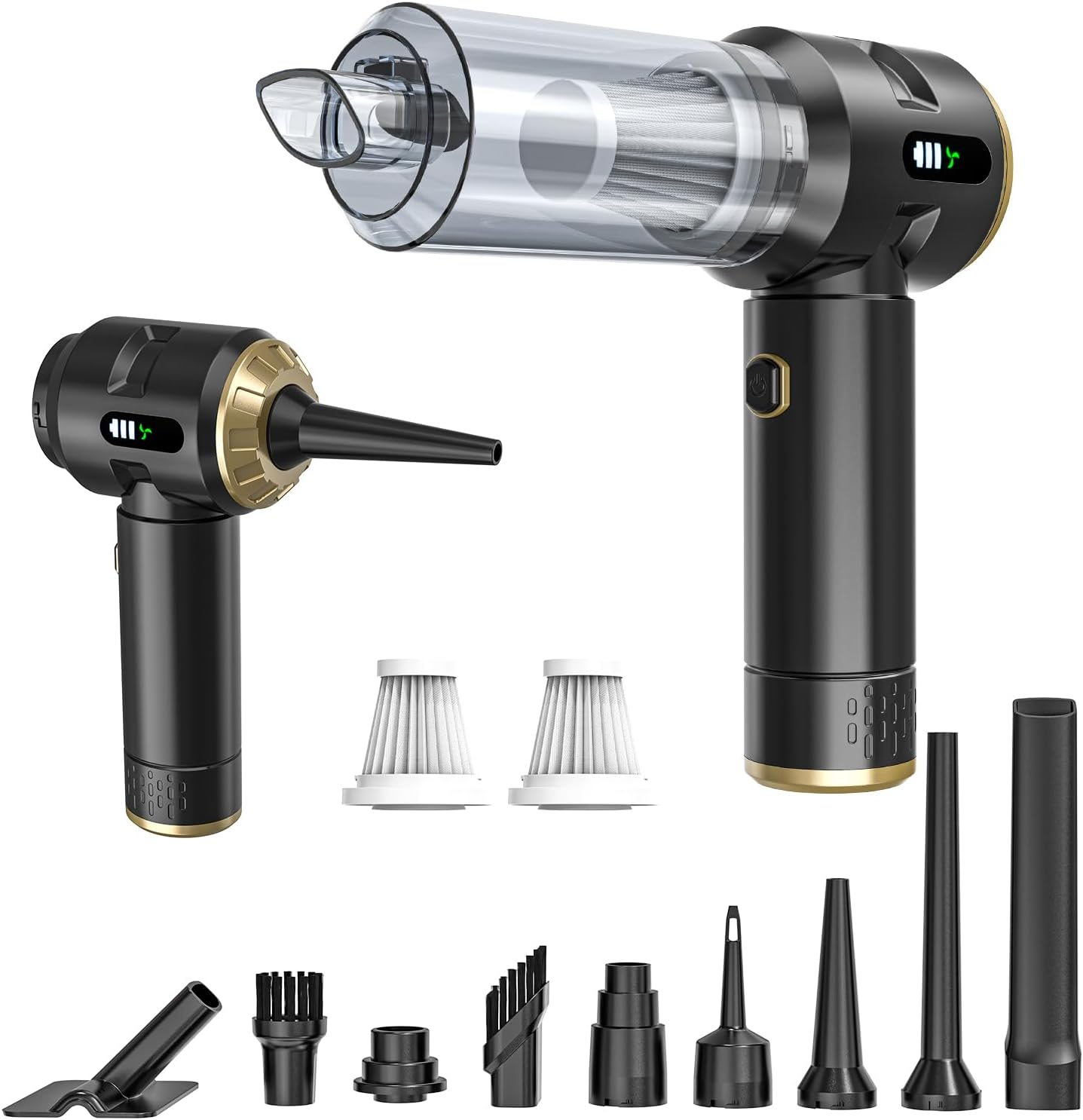 Cordless Handheld Vacuum Cleaner,Rechargeable Portable Lightweight Dust Blower,22000Pa Powerful Suction Mini Car Vacuum Cleaner for Deep Cleaning of Home,Car and Pet Hair(Black-Gold)