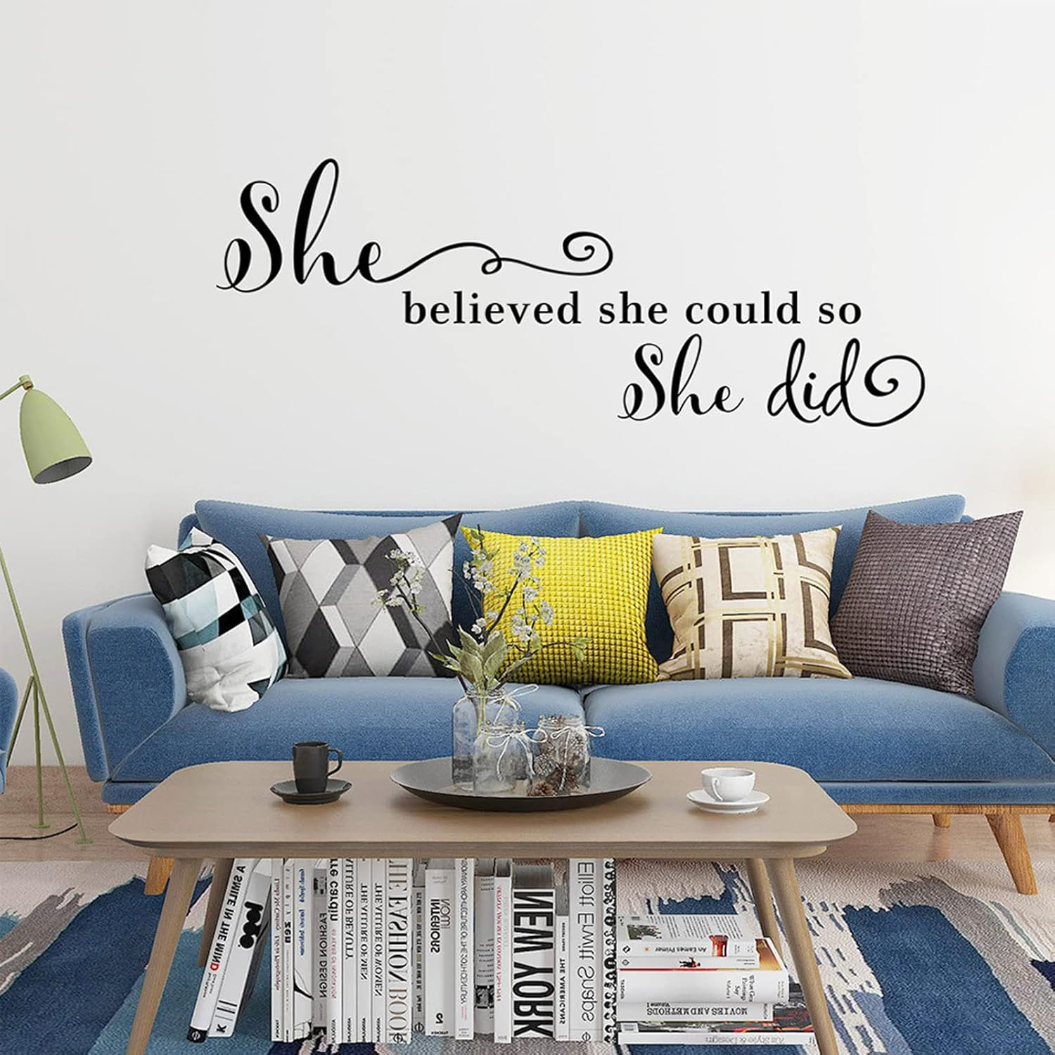 She Believed She Could so She Did Wall Sticker, Inspirational Wall Decals Quotes Motivational Wall Stickers Vinyl, Easy Peel and Stick Motivational Quote Wall Art for Living Room Home Decor image number 2