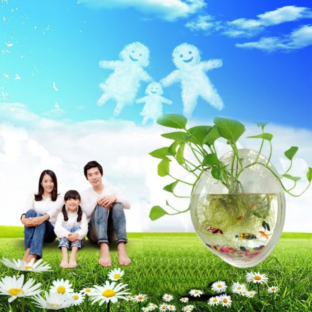 Acrylic Fish Bowl Wall Hanging Aquarium Tank Aquatic Pet Supplies Pot Plant Vase Mounted Home Decoration (Color : Clear, Size : 15Cm) image number 1