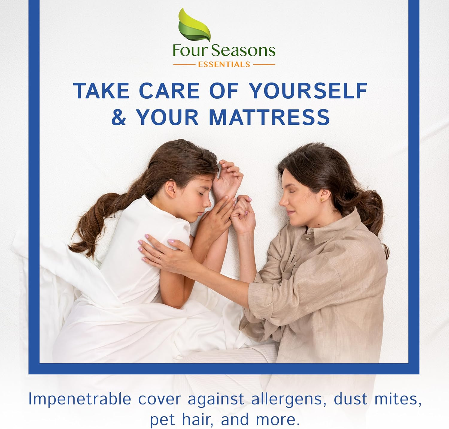 Four Seasons Essentials Queen Mattress Protector Bedbug Waterproof Zippered Encasement Hypoallergenic Premium Quality Cover Protects against Dust Mites Allergens image number 3