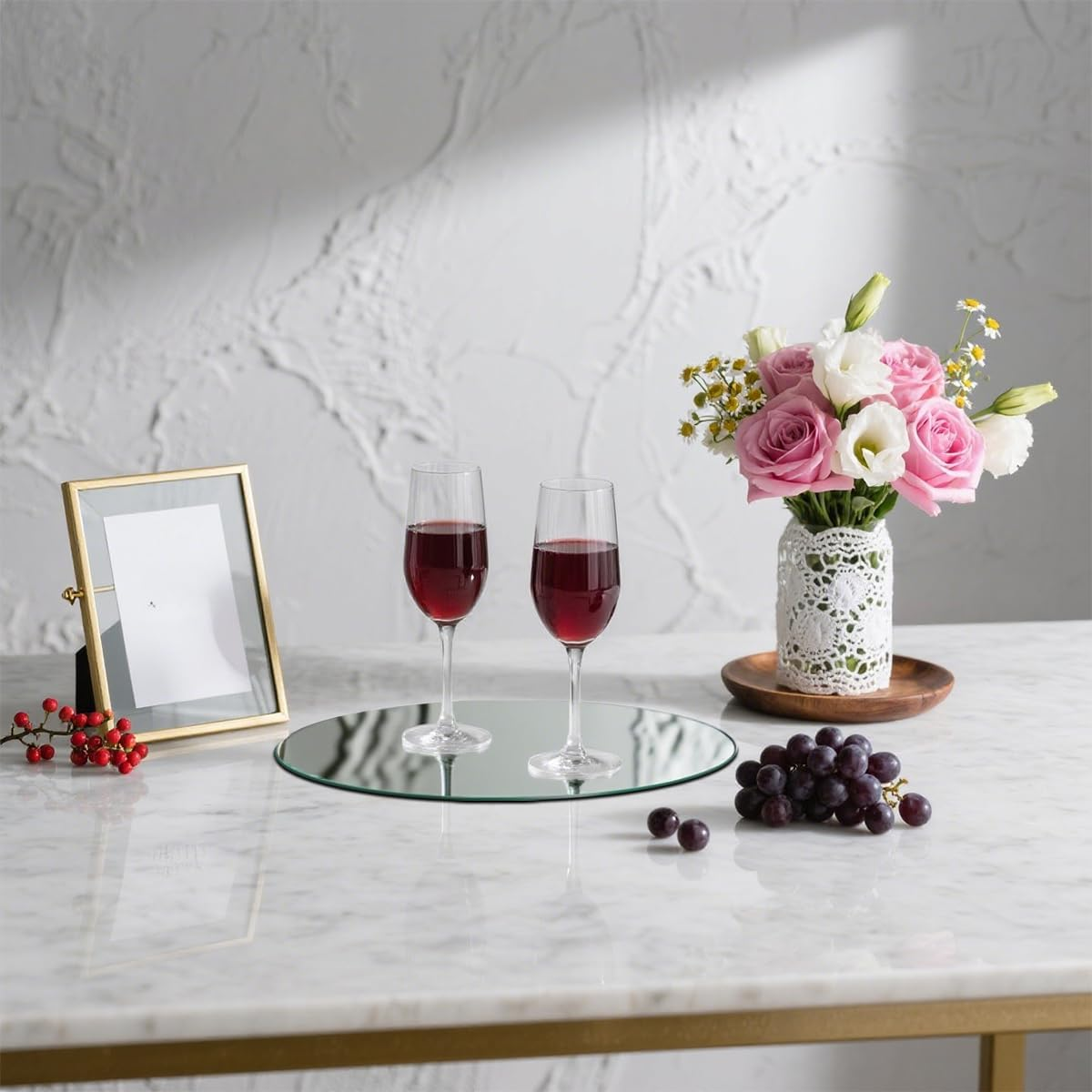 Acrylic round Mirrors, 4 Inch Circle Mirror Tiles Self Adhesive Mirror Stickers for Wall Home Living Room Bedroom Decor, Small Mirrors for Crafts (14, 4 Inch/10Cm) image number 2