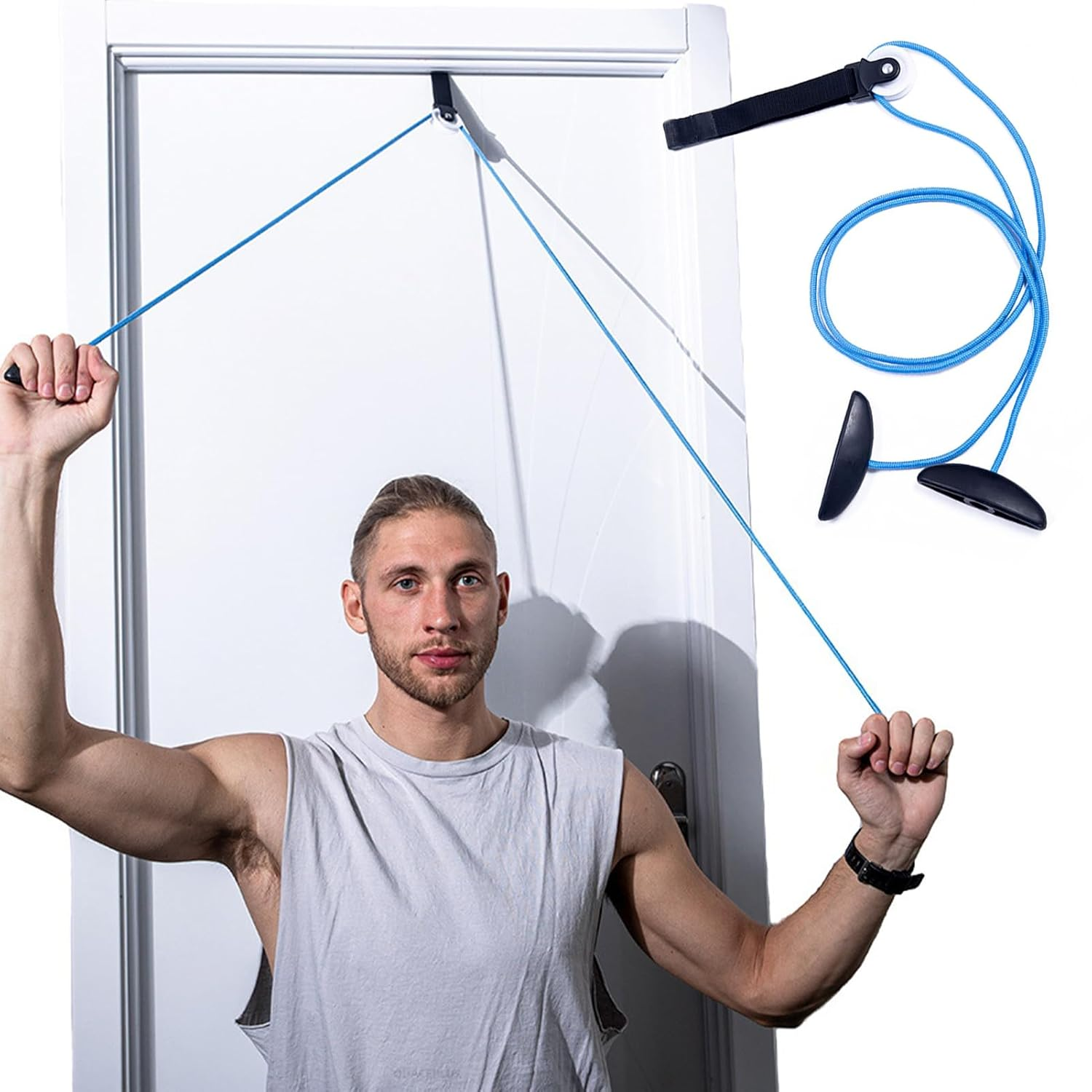 Shoulder Pulley over the Door Exerciser Rope Household Fitness Equipment, Exercise Pulley, Alleviate Shoulder Pain and Facilitate Recovery from Surgery(Color:Blue) image number 6