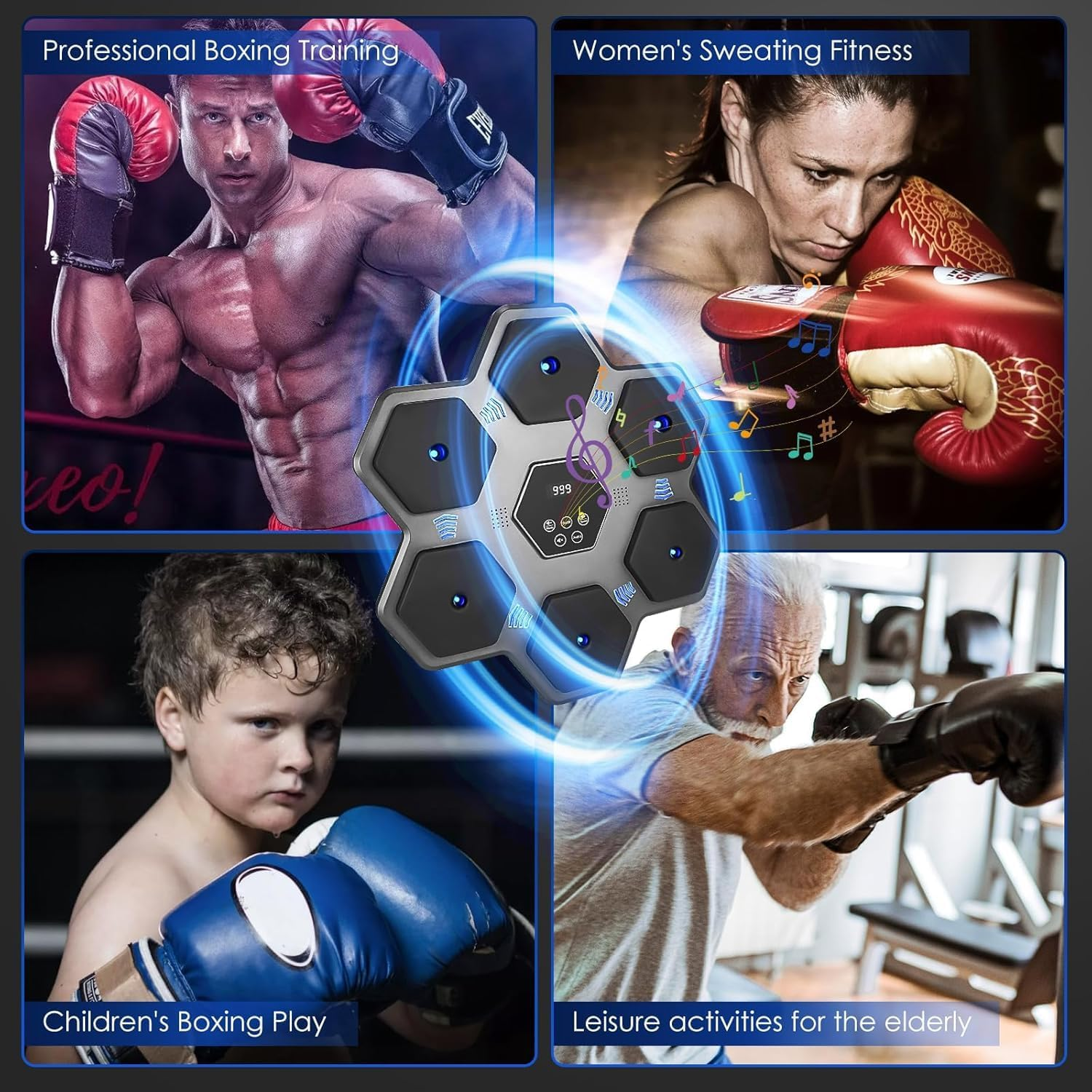 Smart Bluetooth Music Boxing Machine, Wall-Mounted Electronic Trainer for Adults and Kids, Intelligent Boxing Target - Wall Punching Bag - Boxing Training Punching Equipment image number 3