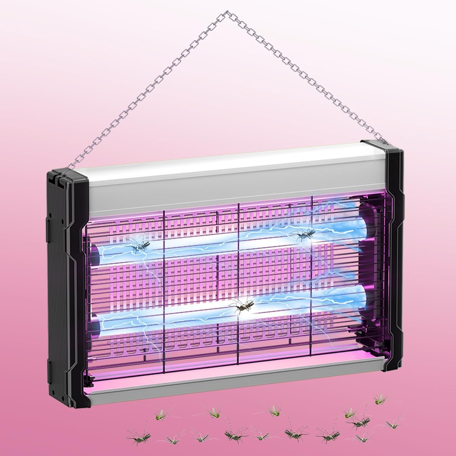 Electric Fly Zapper & Bug Zapper, Powerful Fly Killer with 2 Bulbs & Hanging Chain, High Powered Grids, UV Light Trap Mosquito Killer Insect Trap with Washable Tray for Home（Pro） image number 2