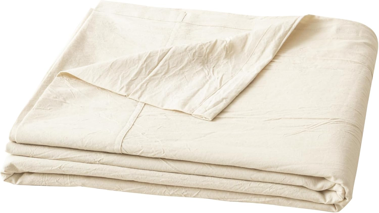 BESTOUCH Flat Sheet Only 100% Washed Cotton Linen Feel Wrinkle-Free, Fade-Resistant, Stain-Resistant, Bed Top Sheet, Solid Almond Milk Grey King