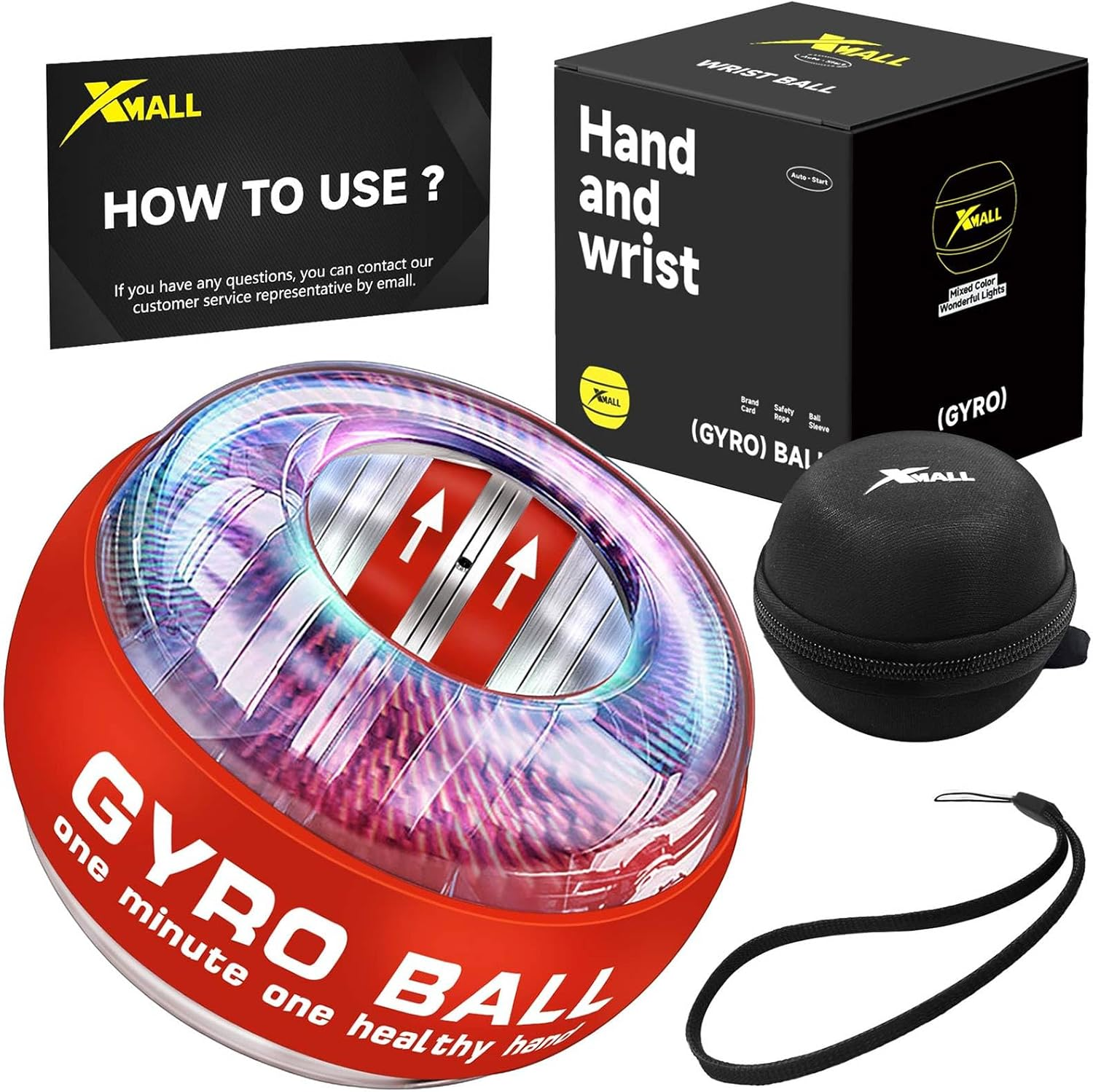 XMALL Wrist Power Gyro Ball, Hand Forearm Strengthener, Wrist Trainer, Auto-Start Colorful Lighting image number 6