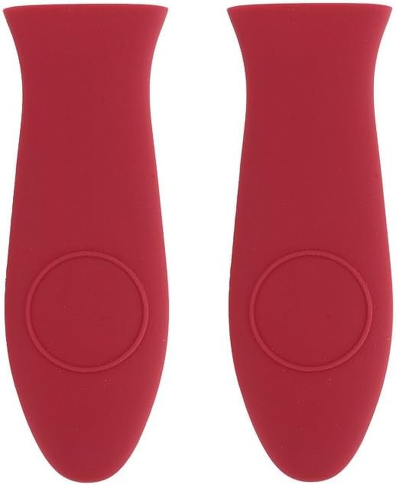 2Pcs Non-Slip Pot Holder Sleeve (Black) R Silicone Heat-Insulating Handle Holder Pot Holders Cover Rubber Hot Resistant Non Slip Pot Holder Sleeves for Cast Iron Skillets Metal Frying Pans
