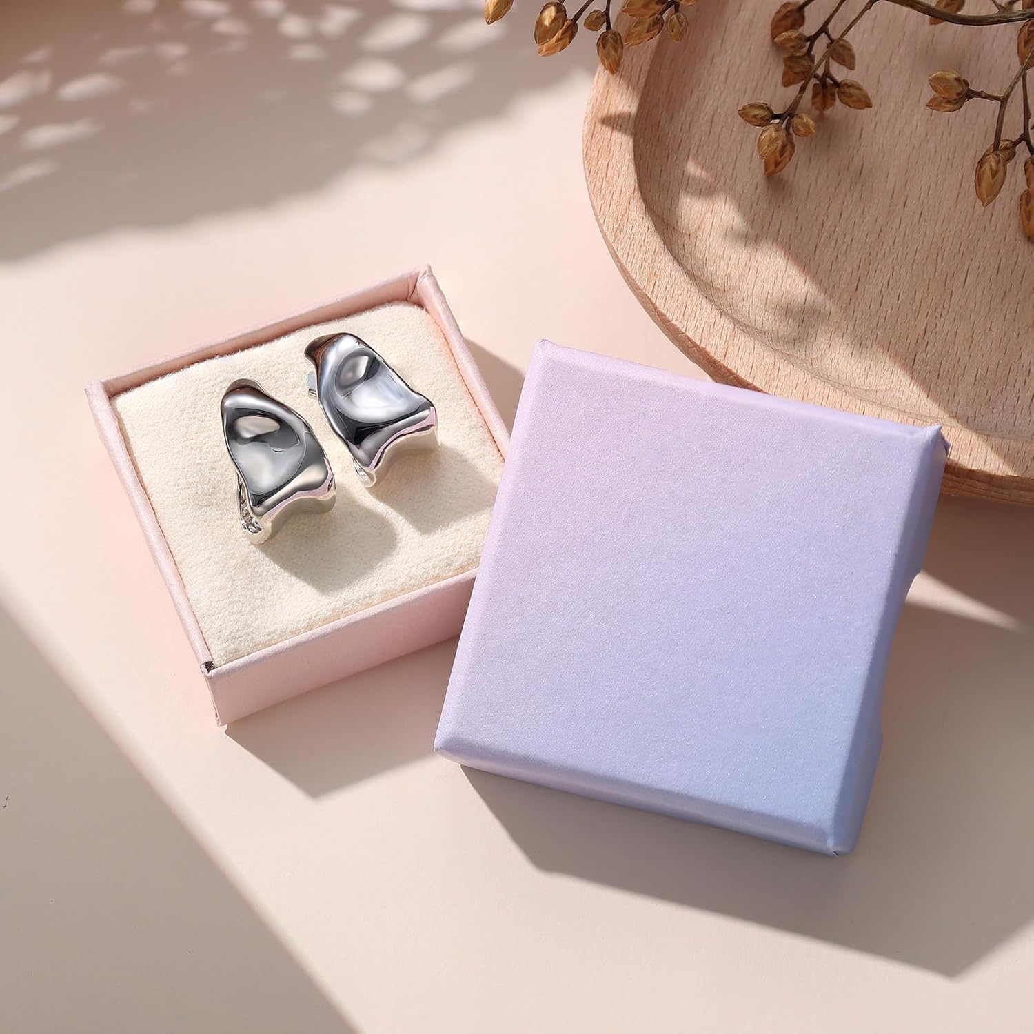 Sanfenly Chunky Gold Earrings for Women - 925 Sterling Silver Hoops, 14K Gold Plated Studs, Hypoallergenic Open Huggie Teardrops, Statement Studs, Metallic Gold Silver Hoops image number 2