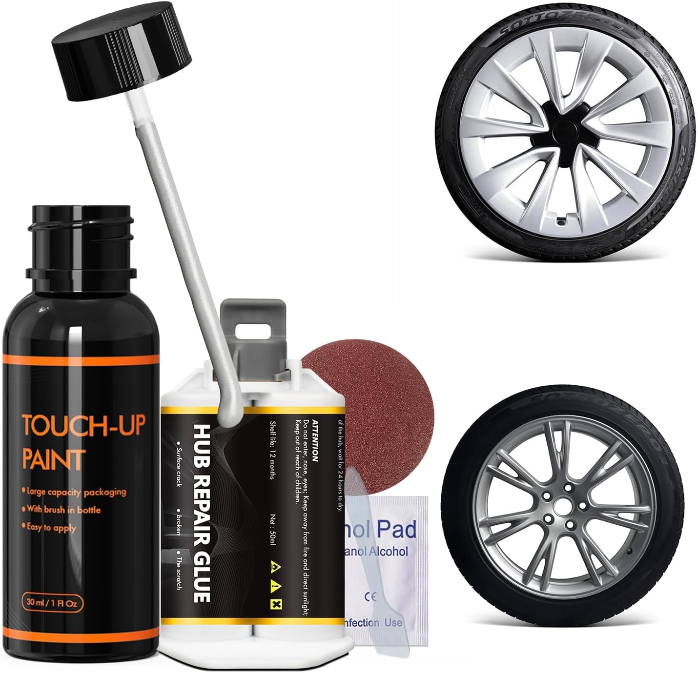 Armor Black Rim Touch up Paint for Tesla Model Y 20'' Induction Wheels, Rim Repair Kit Curb Rash for Fix Rims Scratches, Chips, Curb Rashes and Surface Damage