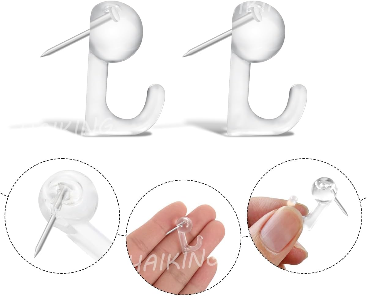 Pin Tack Hooks, 100 PCS Thumb Tacks Hook for Photo Walls, Bulletin Boards (2.3 X 1.4 Cm/0.9 X 0.55 In) image number 1