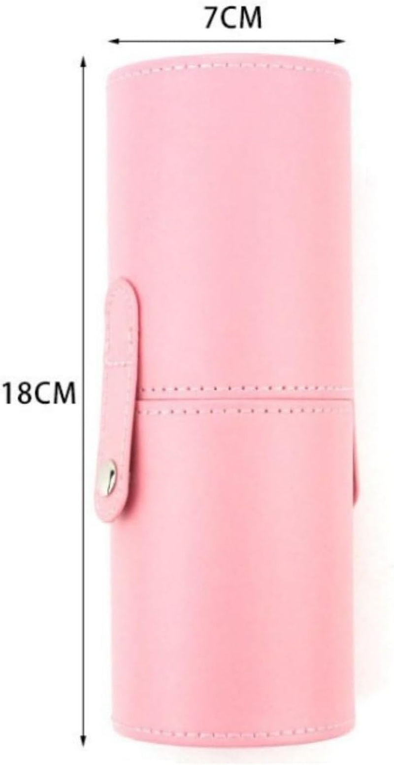 TRADERPLUS Makeup Brush Holder, PU Leather Travel Case, 18 X 7 Cm, Pink image number 2