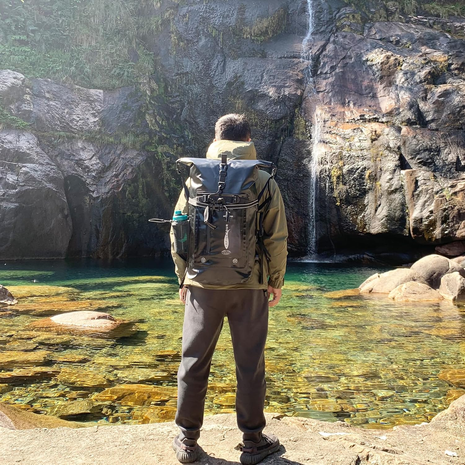 AFISHTOUR Heavy Duty Waterproof Dry Bag Backpack - 35L Roll-Top Floating Dry Bag Backpack for Motorcycles, Kayaking, Rafting, Boating, Camping, Hiking, Fishing image number 7