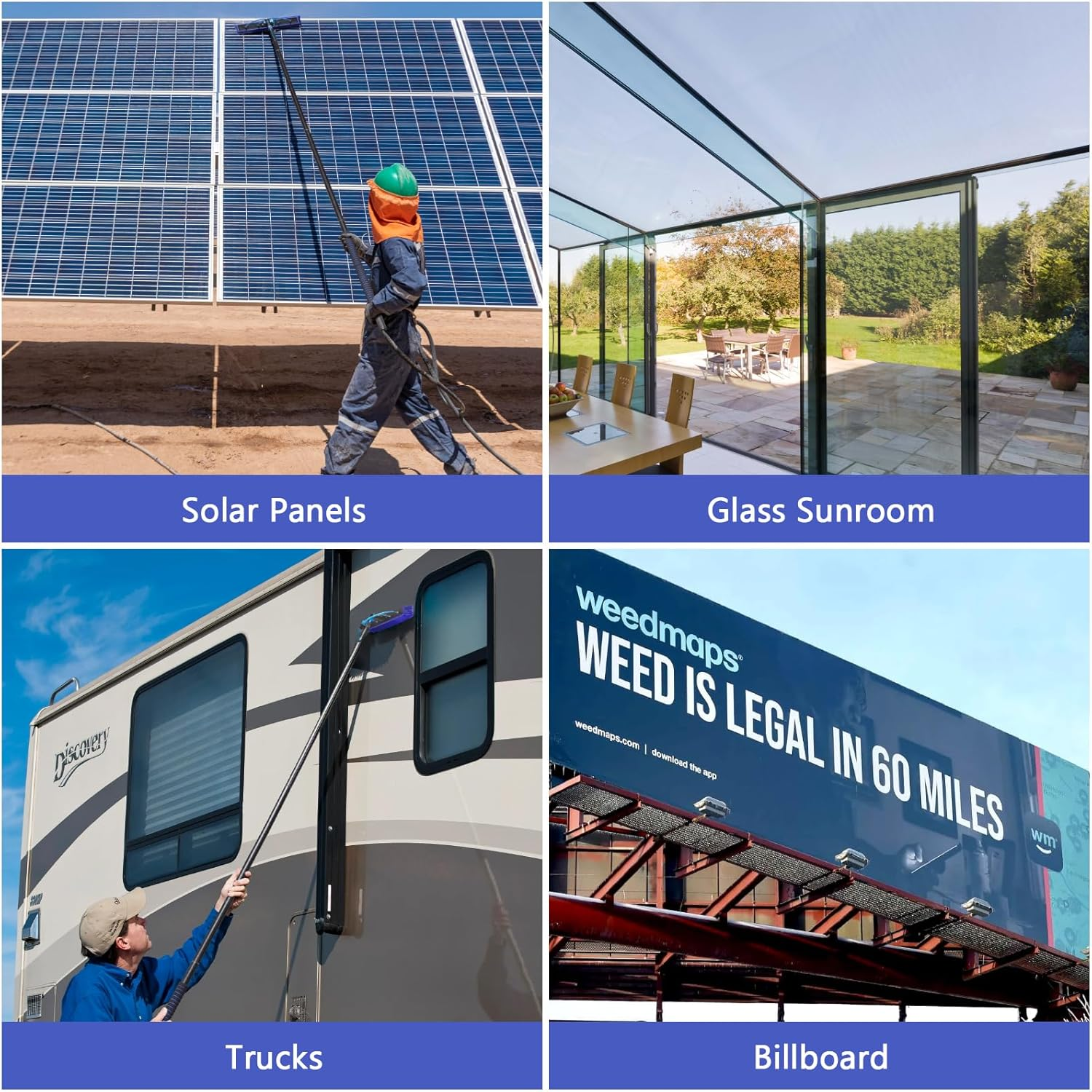 Water Fed Pole Kit, Window Solar Panel Cleaning Kit, 12M Window Washing Cleaner Equipment, Outdoor Windows Glass Water Brush Cleaner Tool image number 1