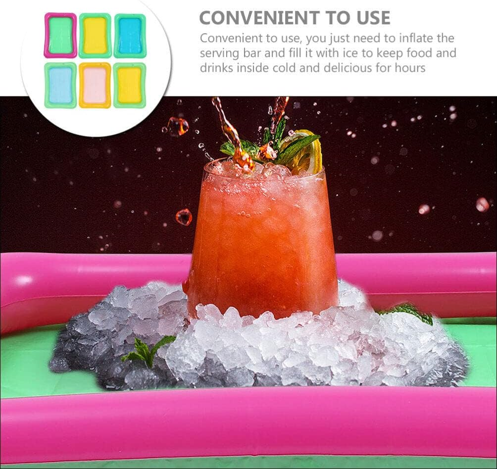Totority 6Pcs Inflatable Ice Serving Bars Food Drink Holder for Pool Party Inflatable Cooler Tray Ice Serving Trays Random Color image number 1