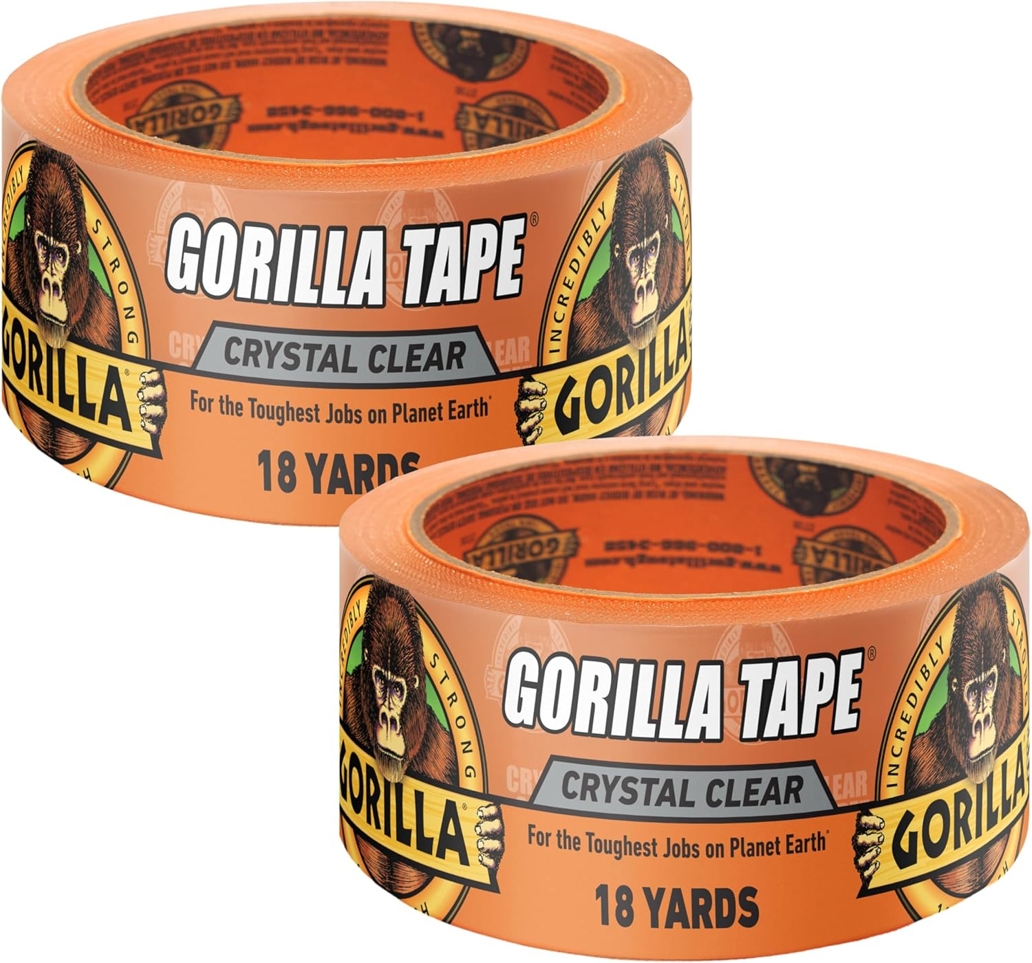 Gorilla Crystal Clear Repair Duct Tape, 1.88&rdquo; X 18 Yd, Clear, (Pack of 2) image number 2