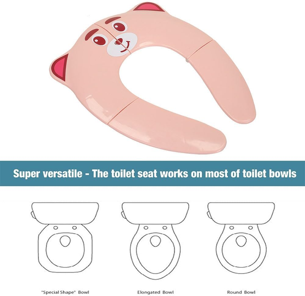 JZS Kids Toilet Seat Cover, Folding Non-Slip Potty Training Seat for Boys and Girls, Travel Portable Reusable Toddlers Toilet Seat Covers Fits round & Oval Toilets(Green) image number 5