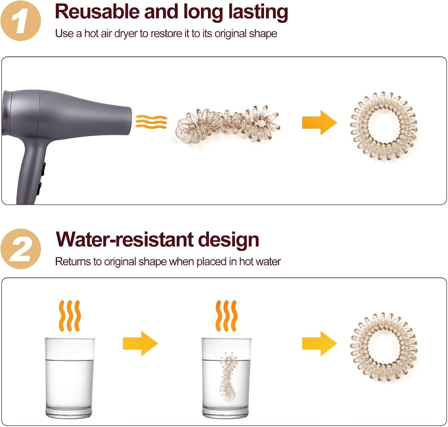 Sularpek 12 Pcs Spiral Hair Bobbles, Plastic Spiral Hair Ties, Spiral Hair Bobbles, No Crease Hair Bands, Phone Cord Bobbles Ponytail Holder for Women Girls image number 5