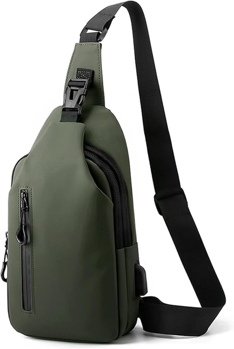 Men'S Sling Bag Anti-Theft Crossbody Shoulder Bag with Charging Ports Waterproof Sling Backpack for Men Travel Hiking Chest Bag Daypack