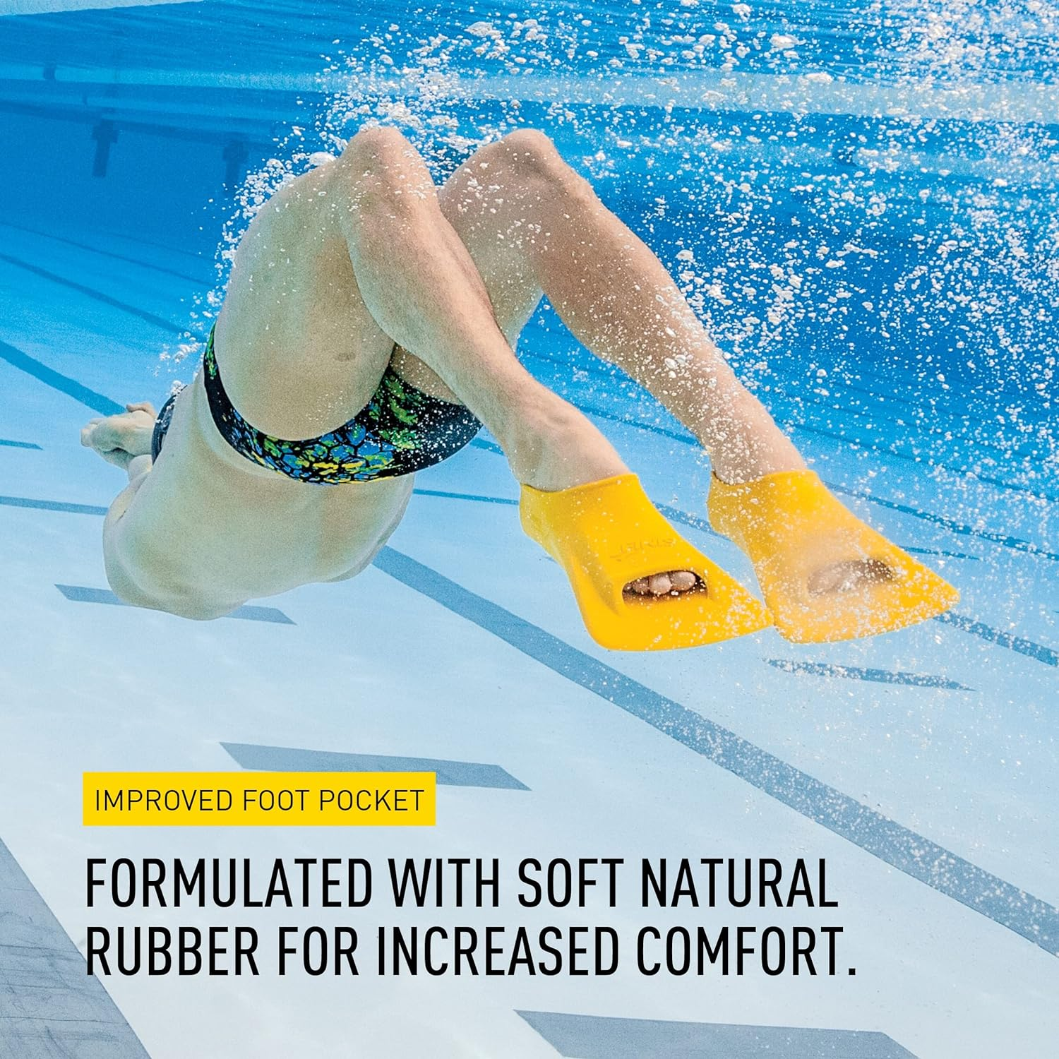 FINIS Zoomers Gold Swim Training Fins - Short Blade Design for Speed & Conditioning - Soft Natural Rubber Fit image number 2