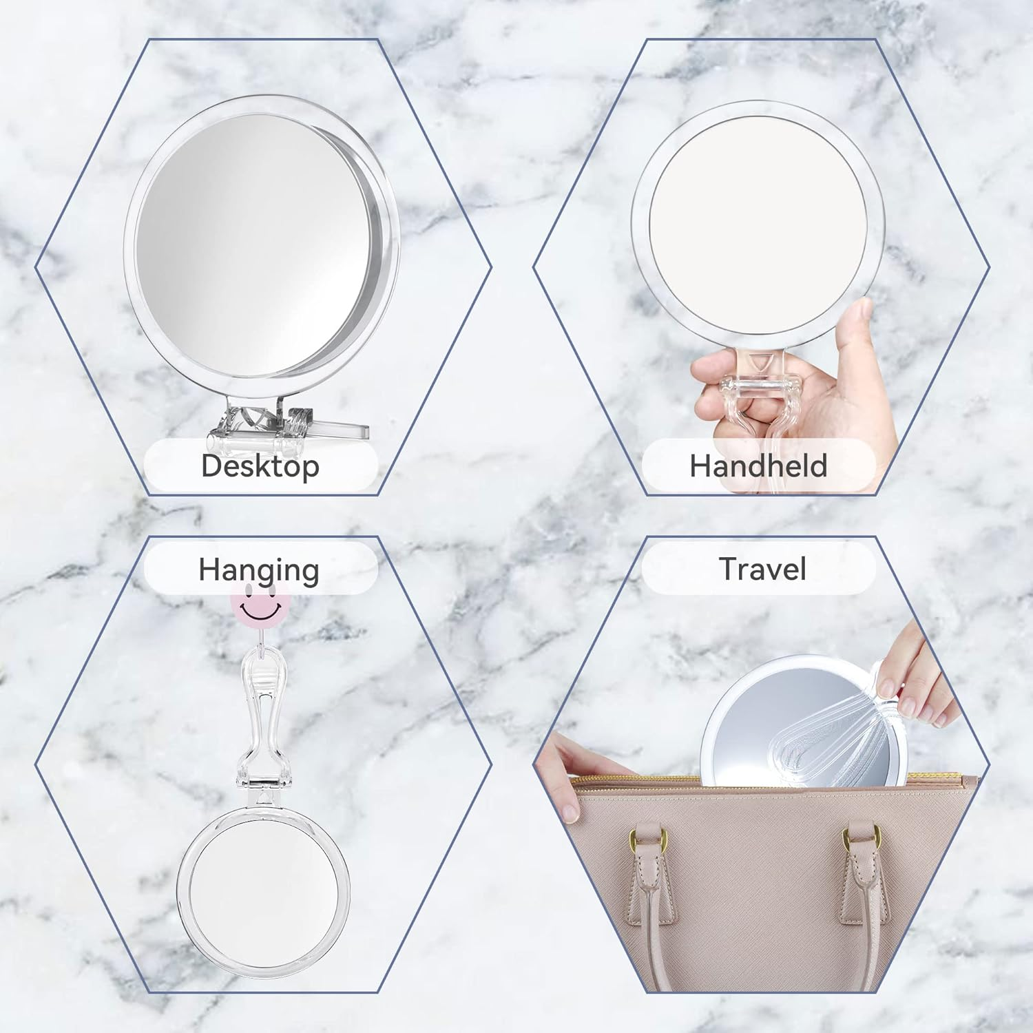 MIYADIVA Hand Mirror, 25X Magnifying Mirror with Handle, Magnifying Makeup Mirror with Double Side 25X/1X Magnification, Handheld Mirror Use for Travel Makeup Mirror and Blackhead Removal 6 Inch image number 4