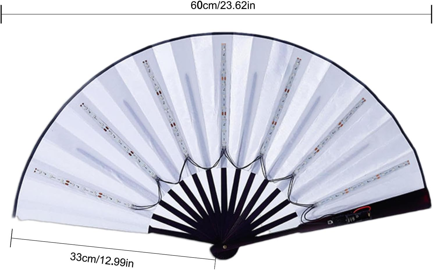 Led Glow Chinese Fan, Glowing Hand Fan, Light up Foldable Hand Fan, Stage Performance Show Light up Fan Birthday Present Wedding Night Bar Club Fluorescent Props - White image number 6