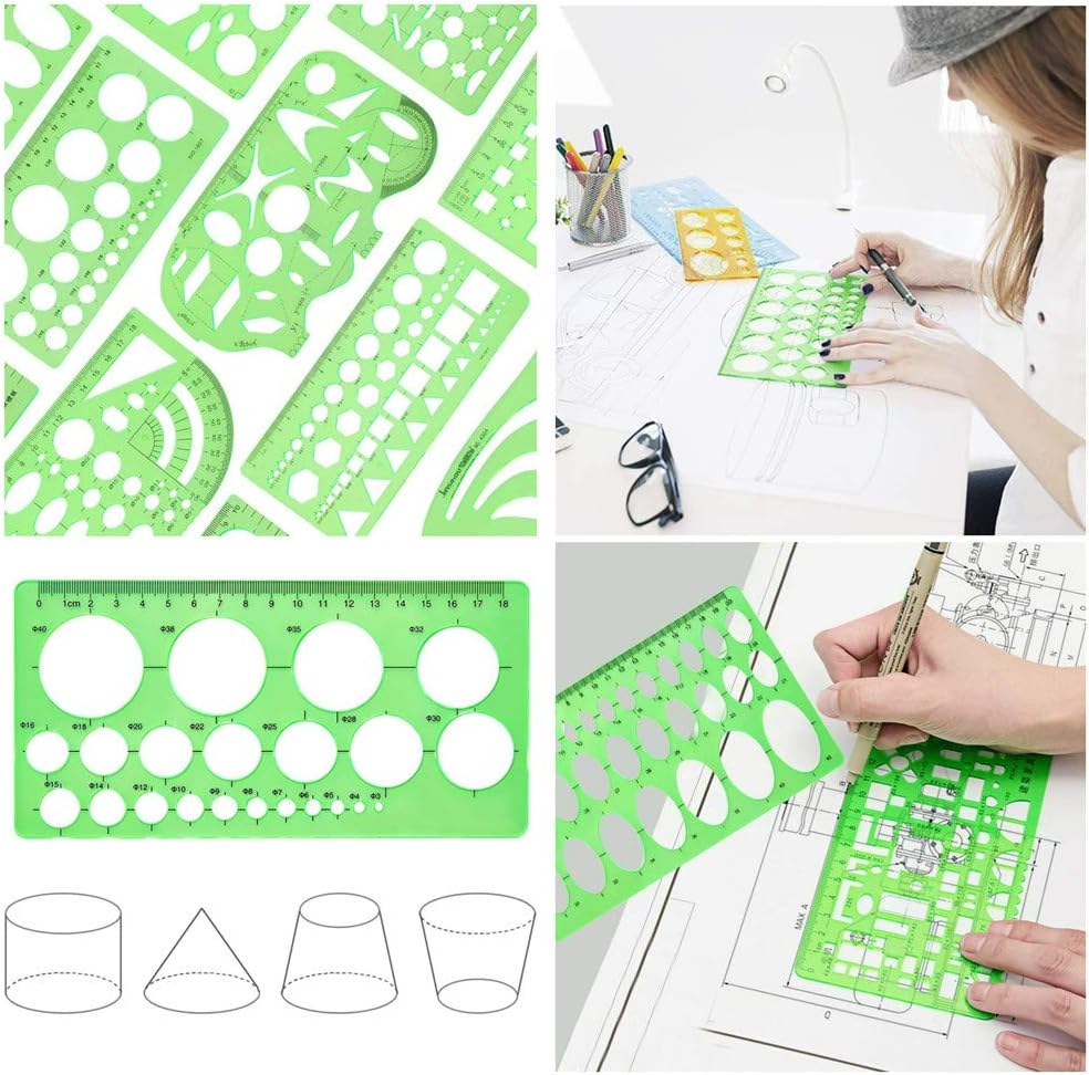 12Pcs Geometric Stencils,Drawing Tools Drafting Templates,Circle Shape Stencils Drawing Stencils Drafting Tools for Art,Design image number 2