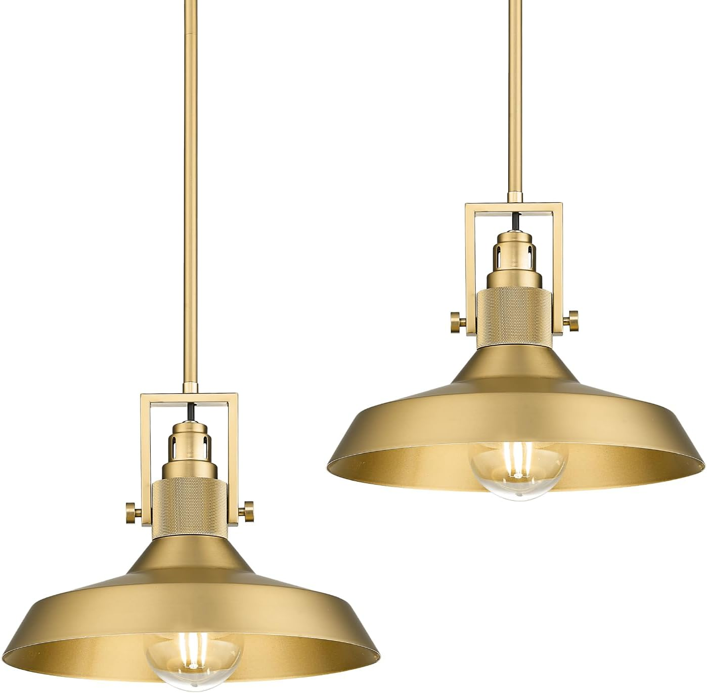 EMLIVIAR 2 Pack Farmhouse Hanging Lamps, 11.6" Pendant Lighting Fixtures with Dome Metal Shade for Kitchen Bedroom, Oil Rubbed Bronze Finish, AUJX18-MIL-2PK ORB