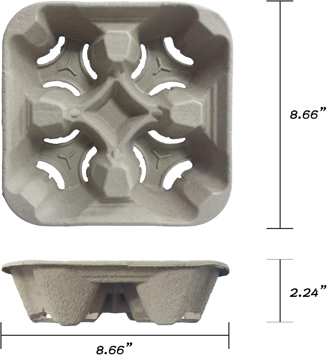 4 Cup Drink Carriers Disposable Coffee Take Out Trays 100 Pcs Pack Pulp Fiber Delivery Cups Holder for Hot and Cold Drinks image number 1