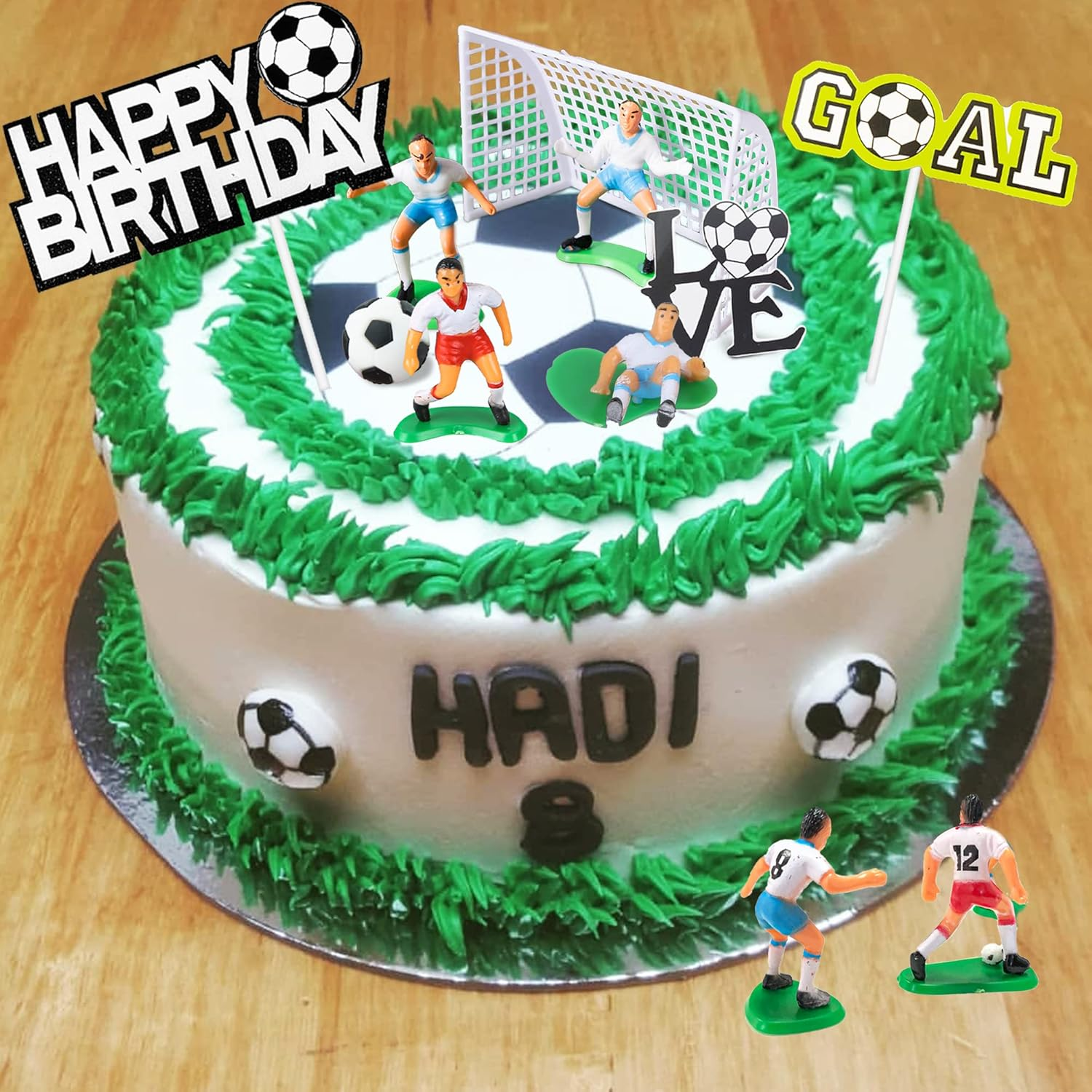 19 PCS Soccer Cake Topper Decorations Soccer Ball Player Theme Cake Toppers for Soccer Party Football Party Men Boy Kid Birthday Party Sport Club Party Supplies (Soccer) image number 1