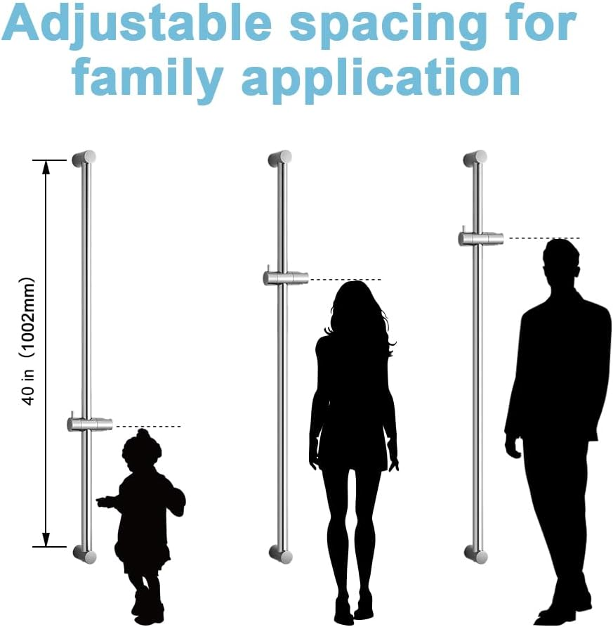 OFFO Shower Slide Bar 1000Mm(40 Inches) Adjustable Installation Distance 500-990Mm with 360&deg; Adjustable Handheld Shower Head Holder for Bathroom, Screw Wall Mounted, Chrome Finish image number 3