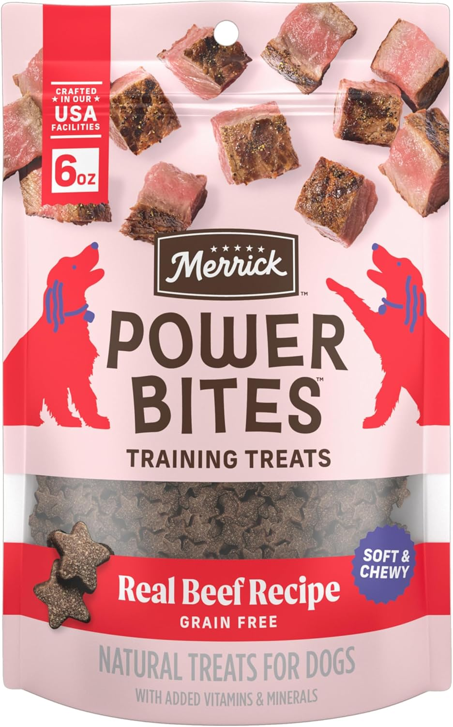 Merrick Power Bites Natural Soft and Chewy Real Meat Dog Treats, Grain Free Snack with Real Beef Recipe - 6 Oz. Bag image number 4