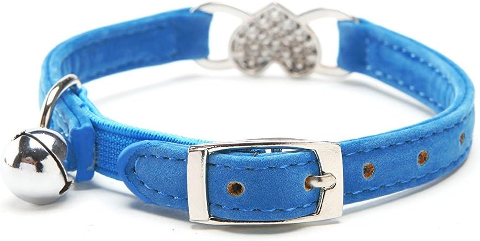 Pink Heart Bling Cat Collar with Safety Belt and Bell 8-11 Inches image number 5