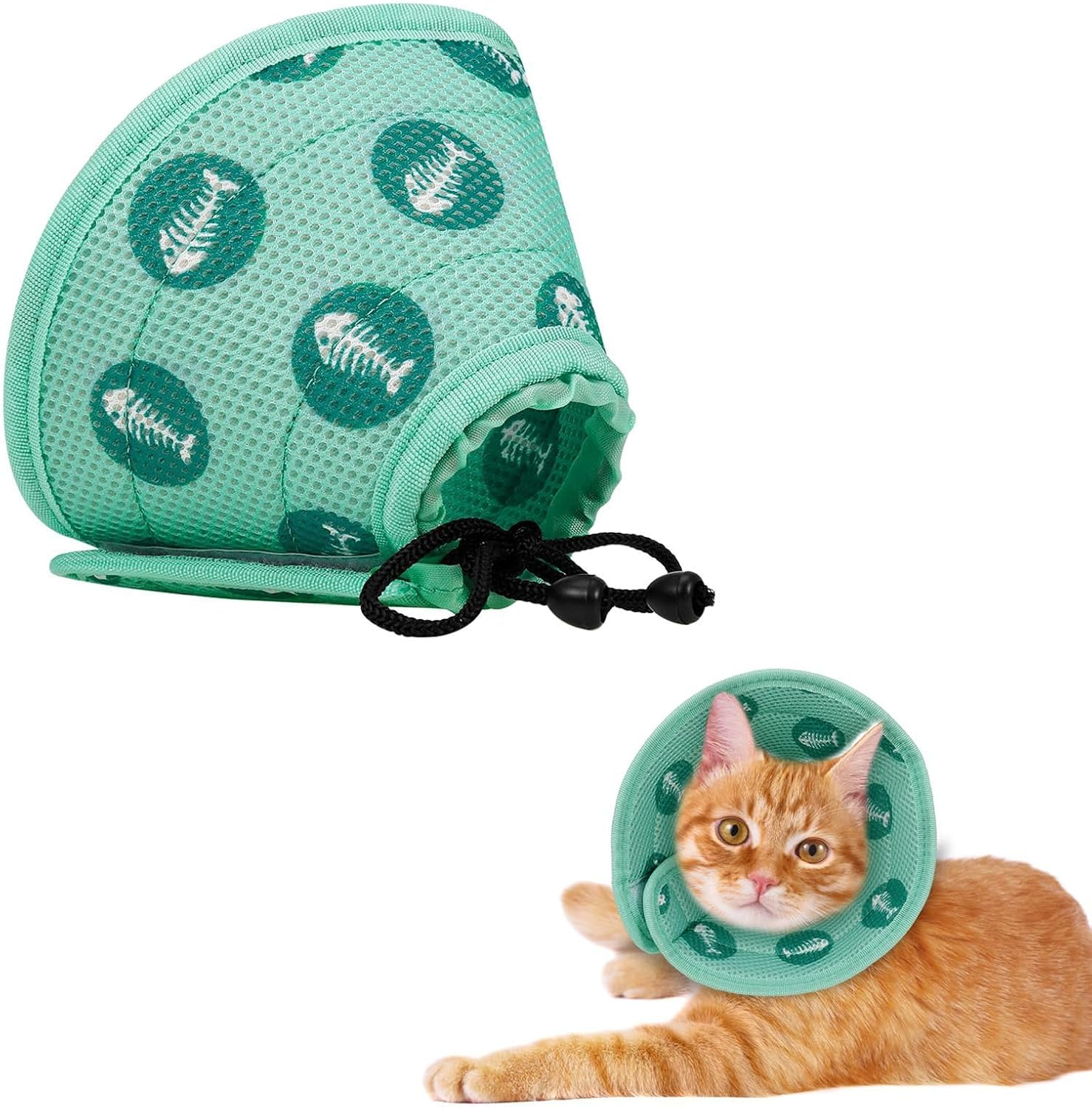 Cat Neck Collar, Adjustable Collar Cat Collar, Soft Dog Collar, Cat Recovery Collar, Pet Neck after Surgery Protection for Kittens and Small Dogs, Green (Green, S) image number 1