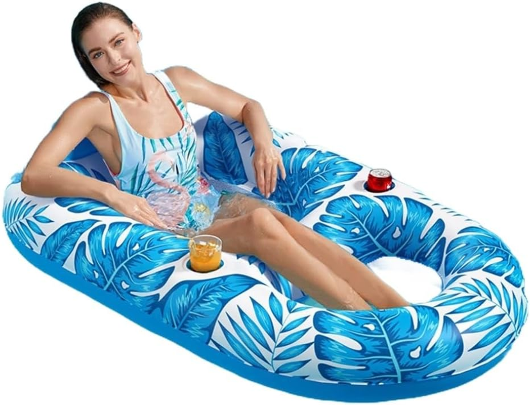 Baronhong Inflatable Pool Float Ring for Adults - Swimming Aid for Pool, Lounger, Float Raft, Swimming Chair, Water Swim Ring with Cup Holders image number 5