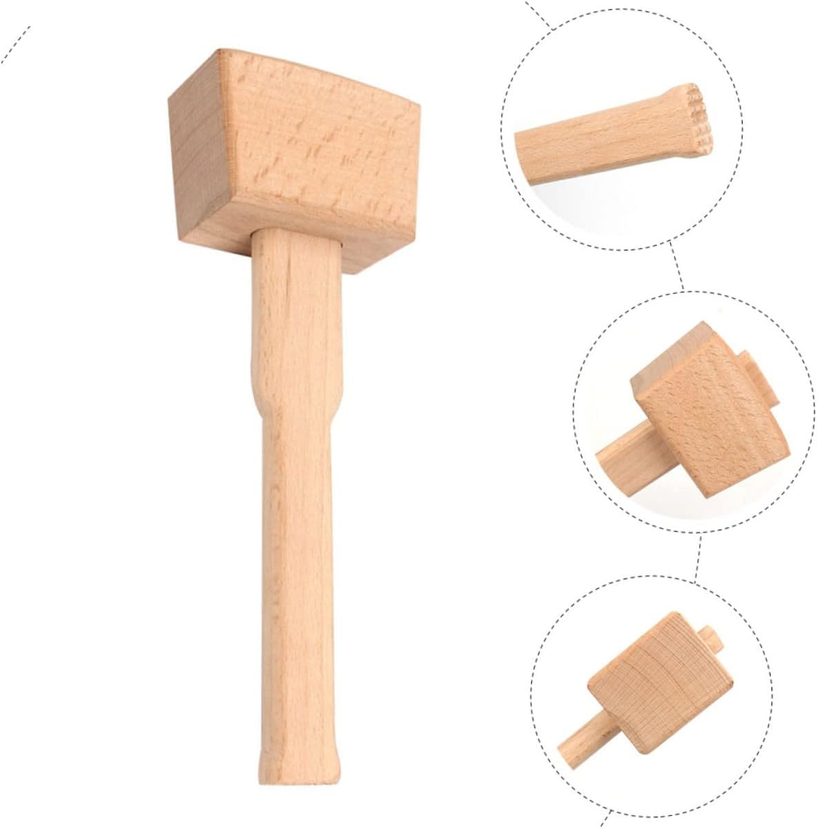 WHAMVOX Diy Wood Hammer Wooden Mallet for Woodworking and Leather Carving Beech Wood Carpenter'S Mallet Hand Tool for Craft and Stamping image number 4
