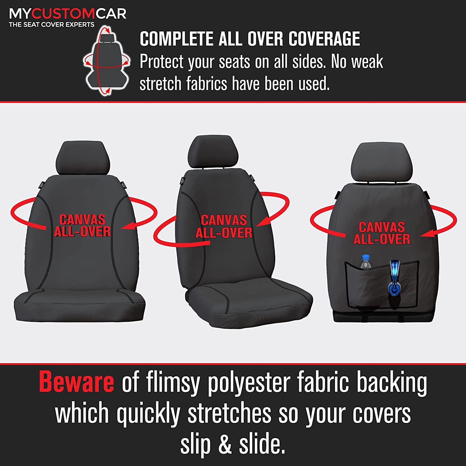 For Nissan Navara D40 ST Dual Cab 2011-2015 TRADIES Front Grey Canvas Seat Covers image number 6