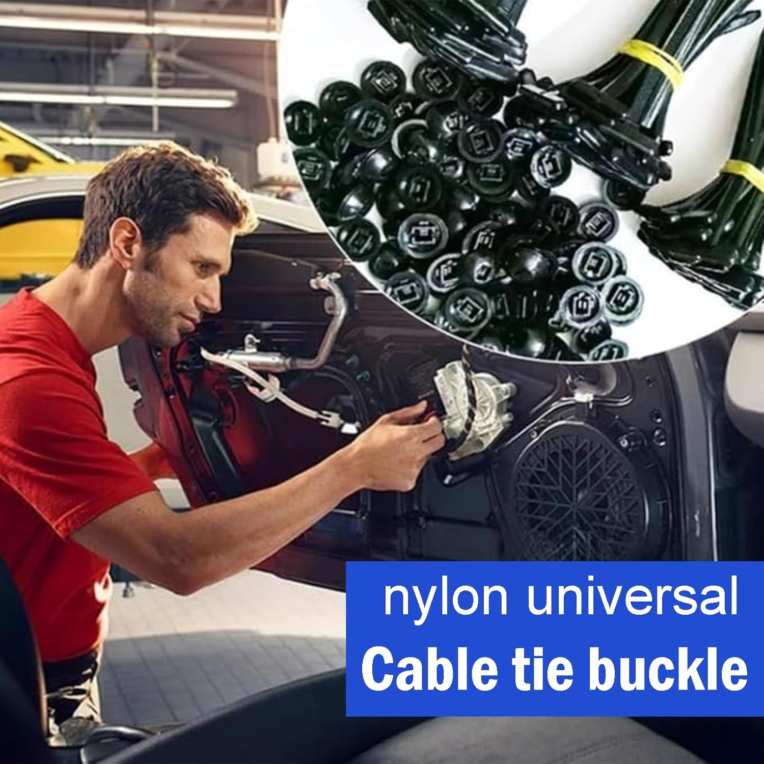 Rylaxzon Cable Tie Buckle, Heavy Duty Self-Locking Nylon Zip Ties, Automobile Parts Fixing Tool, High Heat & Durable (50 PCS) image number 3